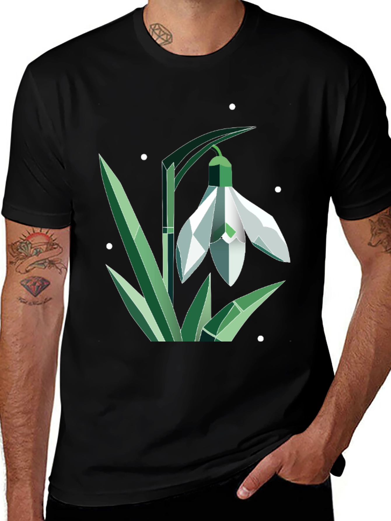 Geometric Snowdrop Graphic Tee - Stylish & Unique Design