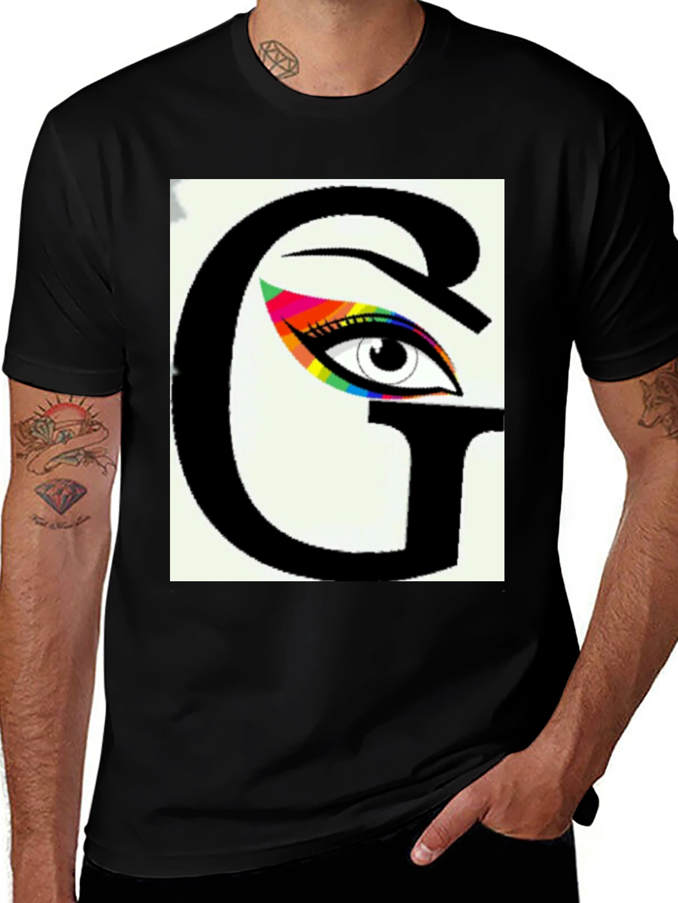 Variant 25 of Eye See You Graphic Tee - Black Cotton Blend