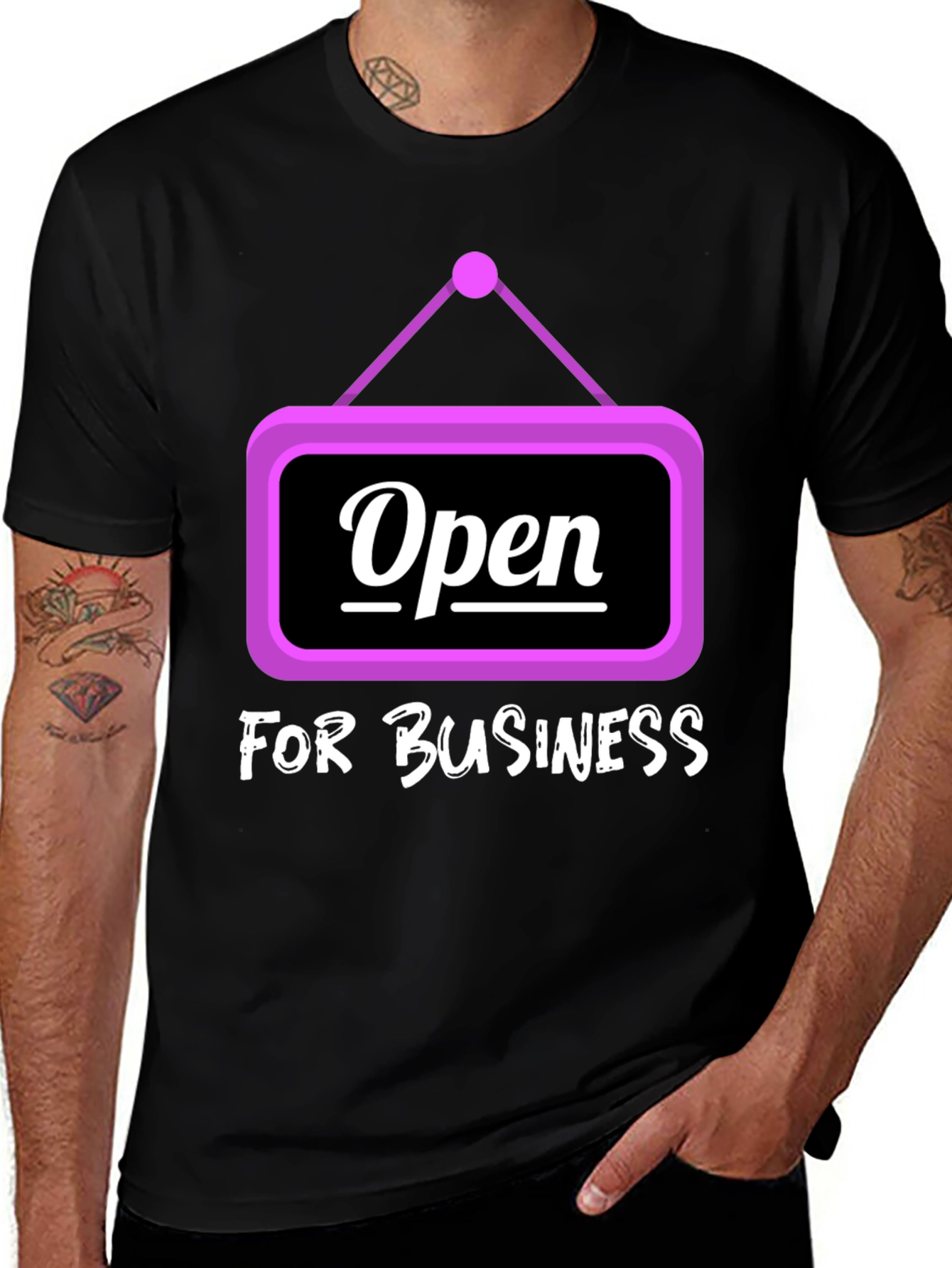 Open For Business T-Shirt - Stylish Black Tee