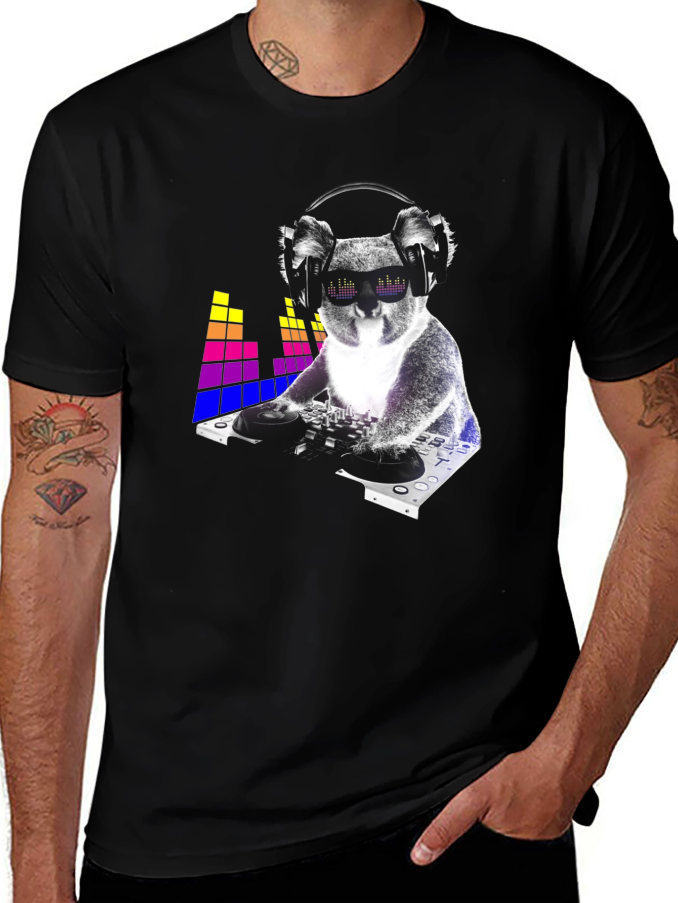 Variant 28 of DJ Koala Graphic Tee - Black Cotton Blend