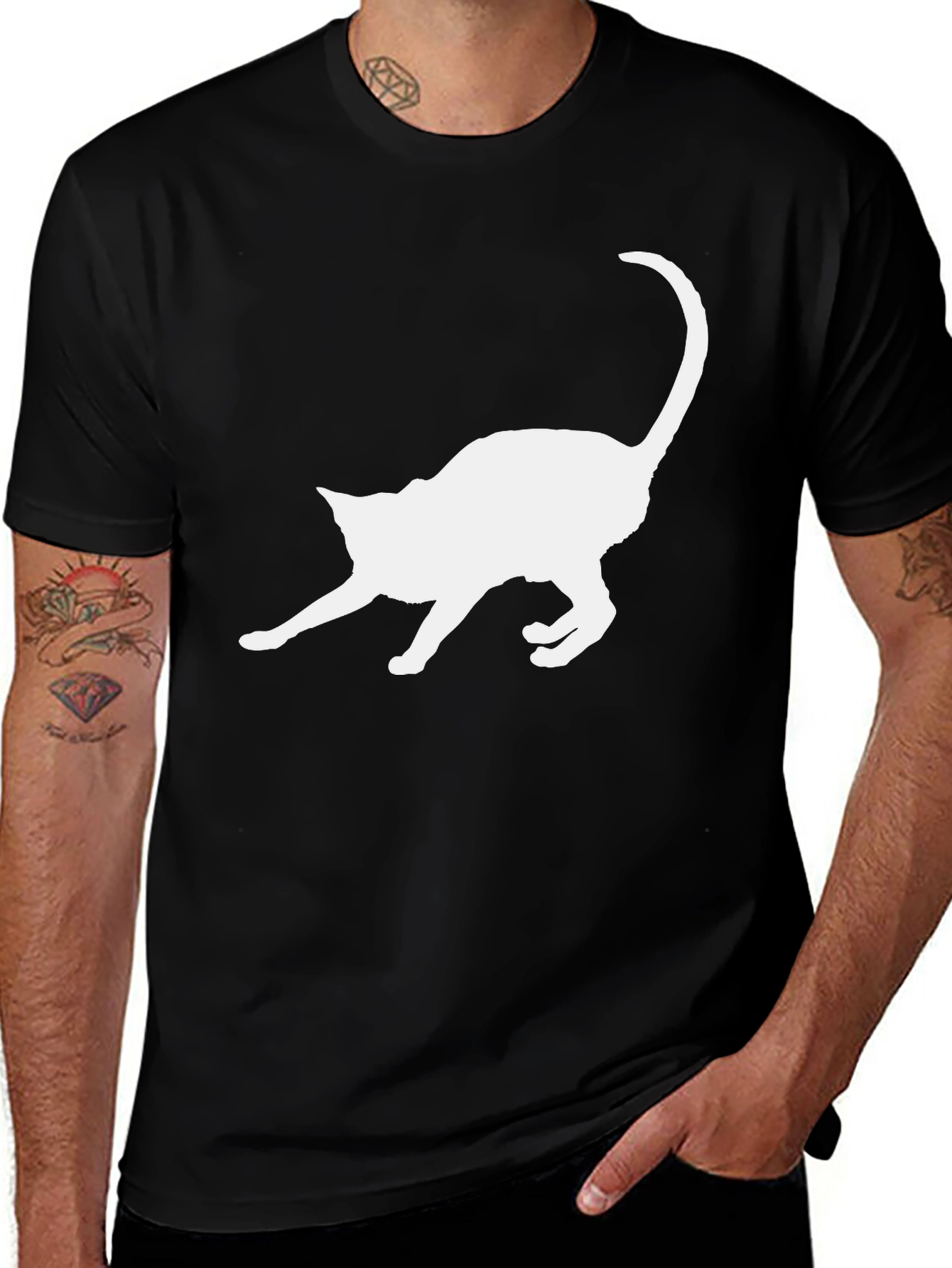 Variant 28 of Black Cat Silhouette Graphic Tee