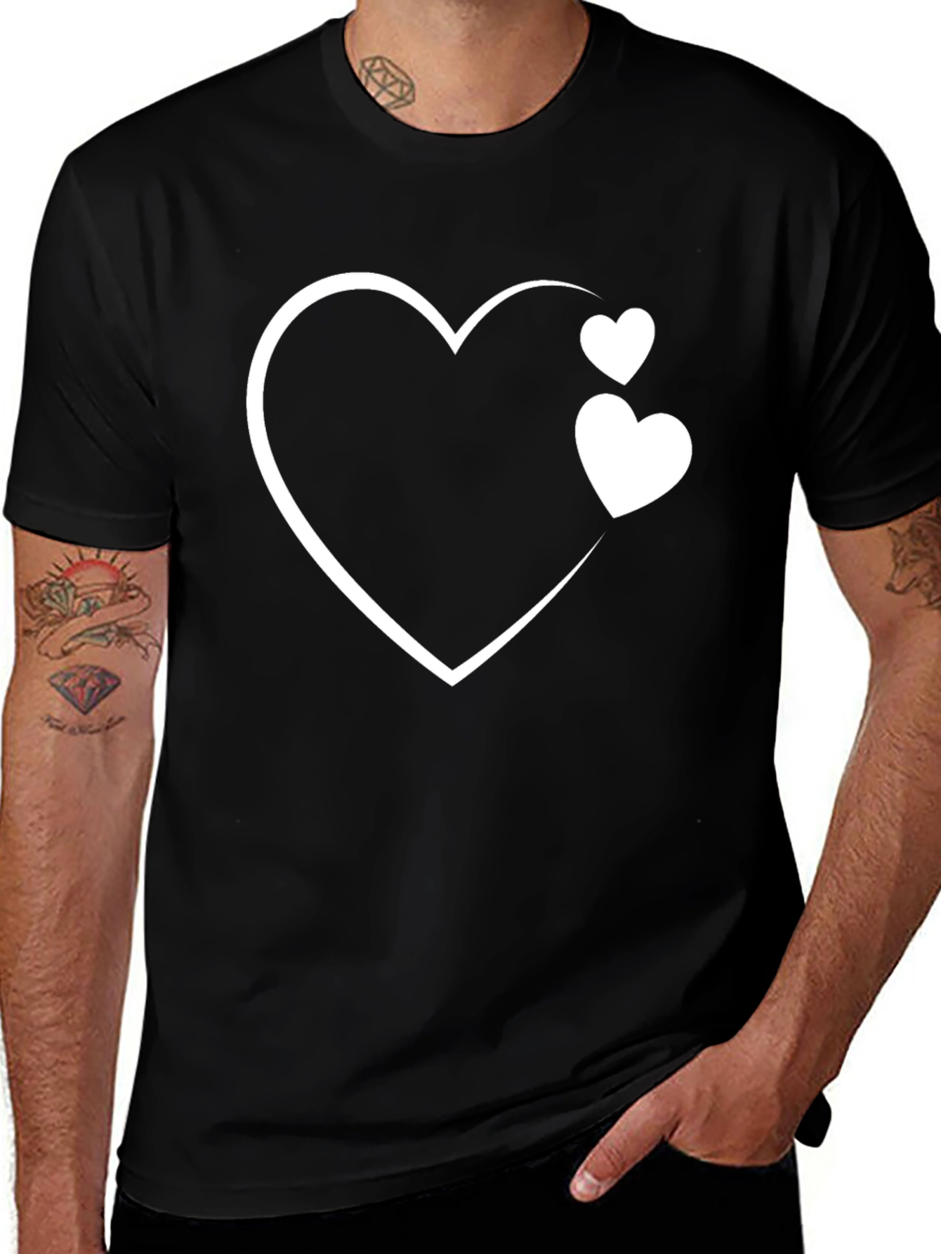 Variant 15 of Heart Graphic Black T-Shirt