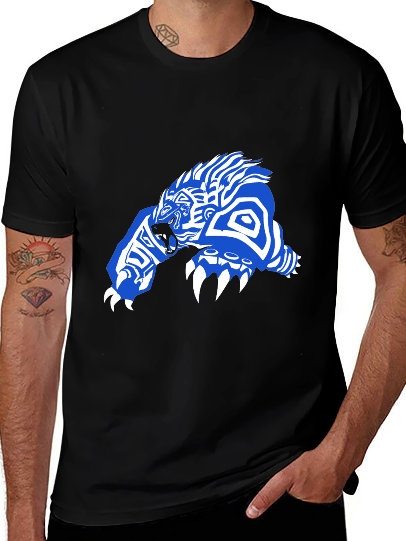 Tribal Bear Graphic Tee - Bold Black T-Shirt
