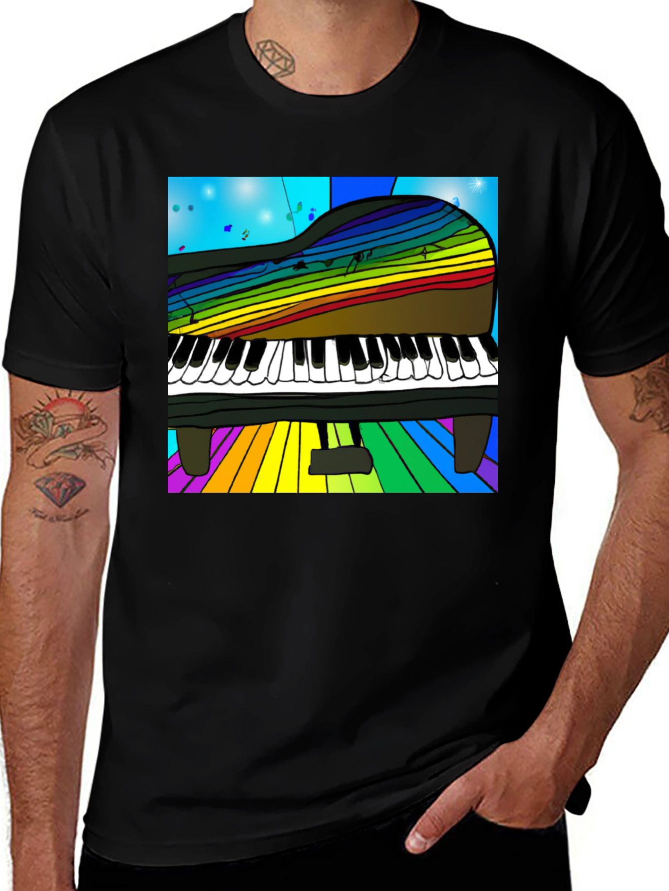 Variant 20 of Rainbow Piano T-Shirt - Music Lover Tee