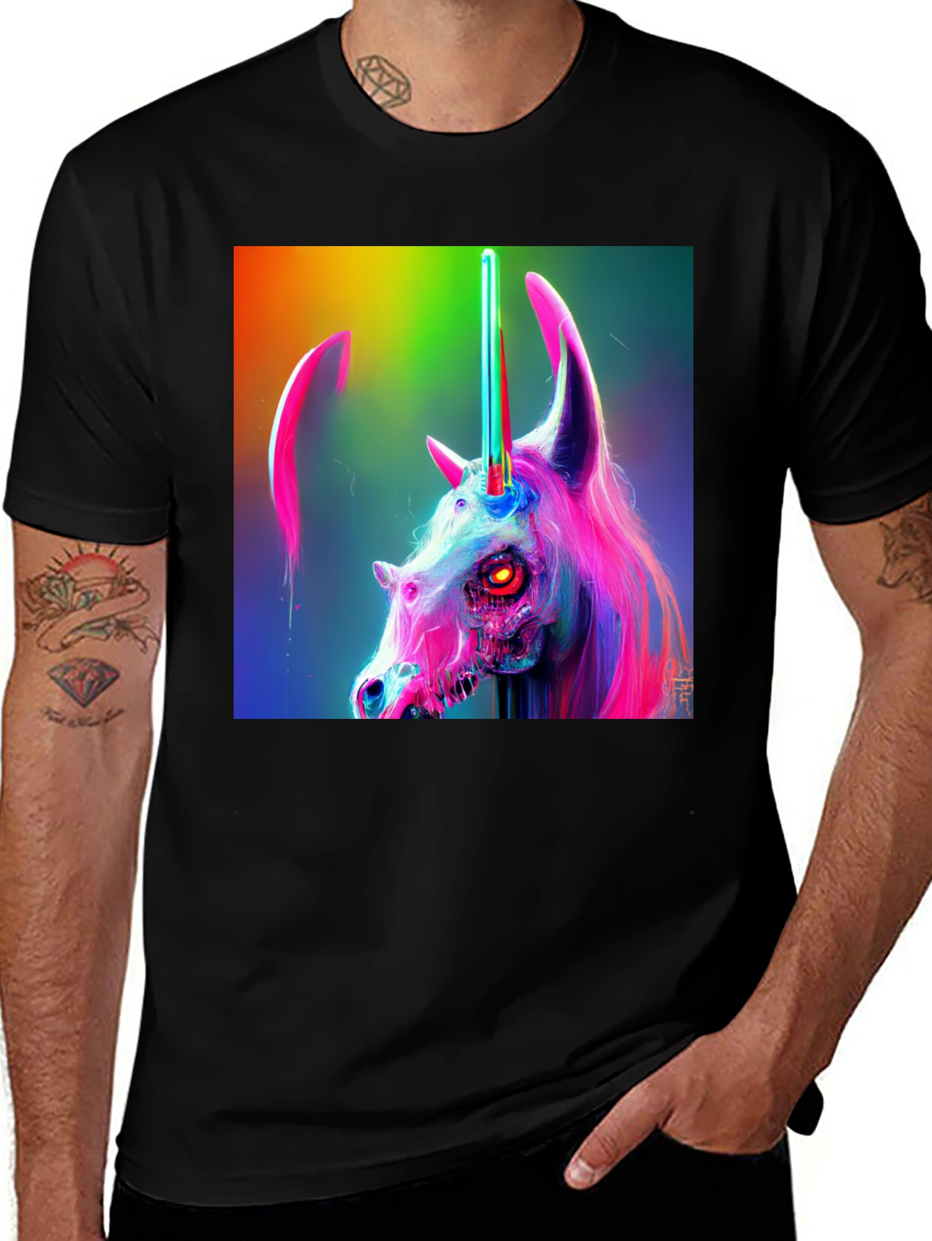 Variant 24 of Cyberpunk Unicorn Graphic Tee
