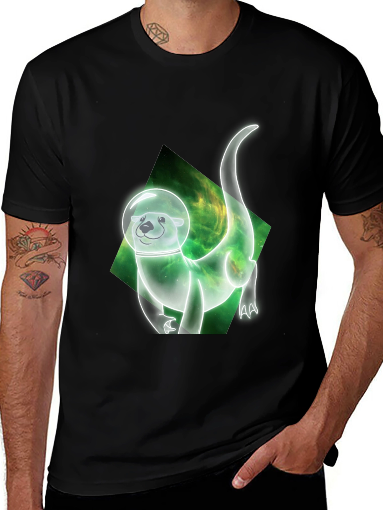 Variant 29 of Space Otter Graphic Tee - Black