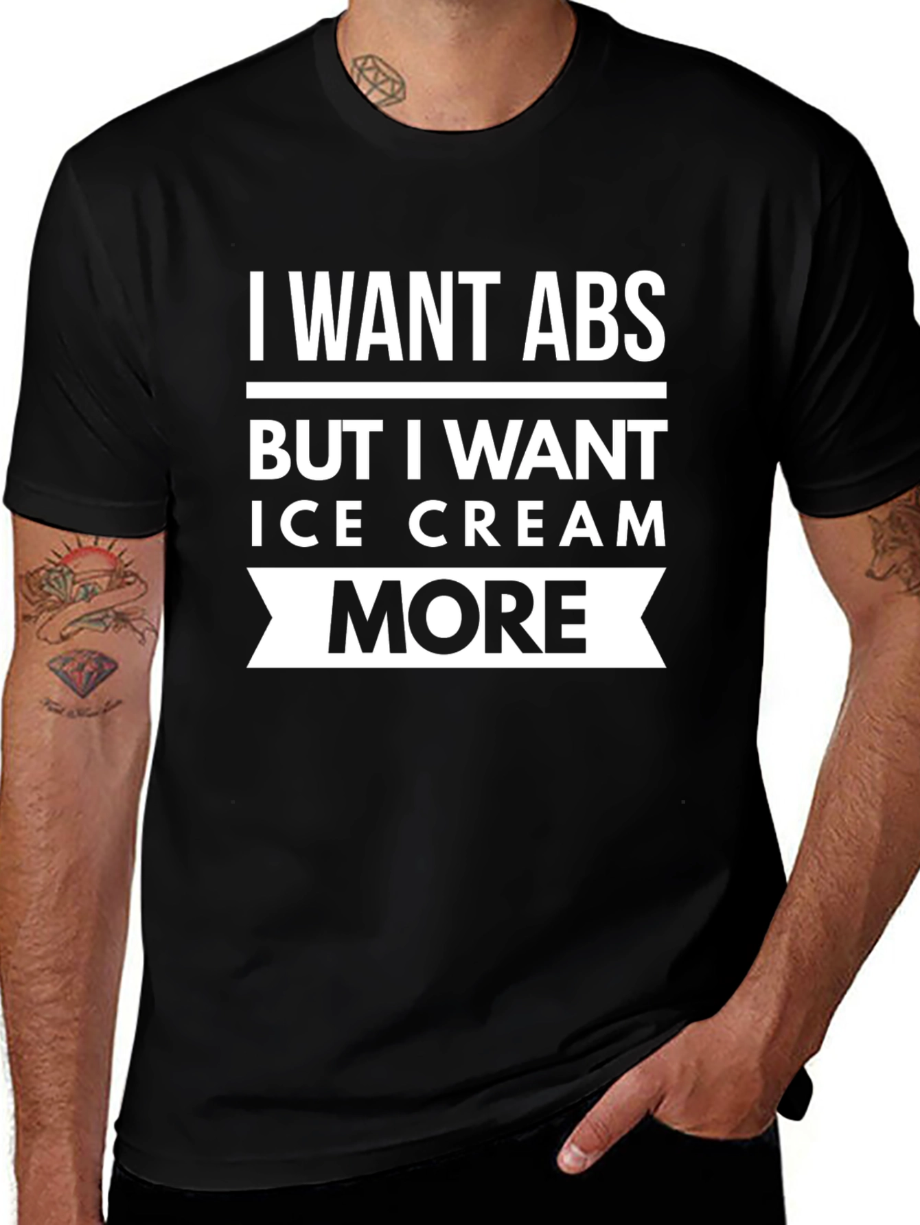 Variant 30 of I Want Abs But Ice Cream More Graphic Tee