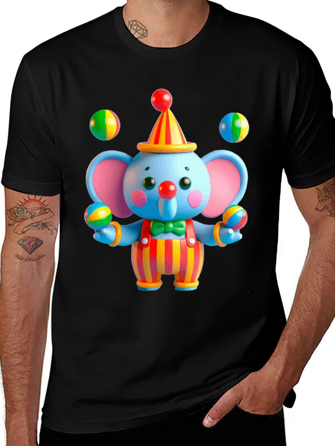 Variant 15 of Clown Elephant Graphic T-Shirt