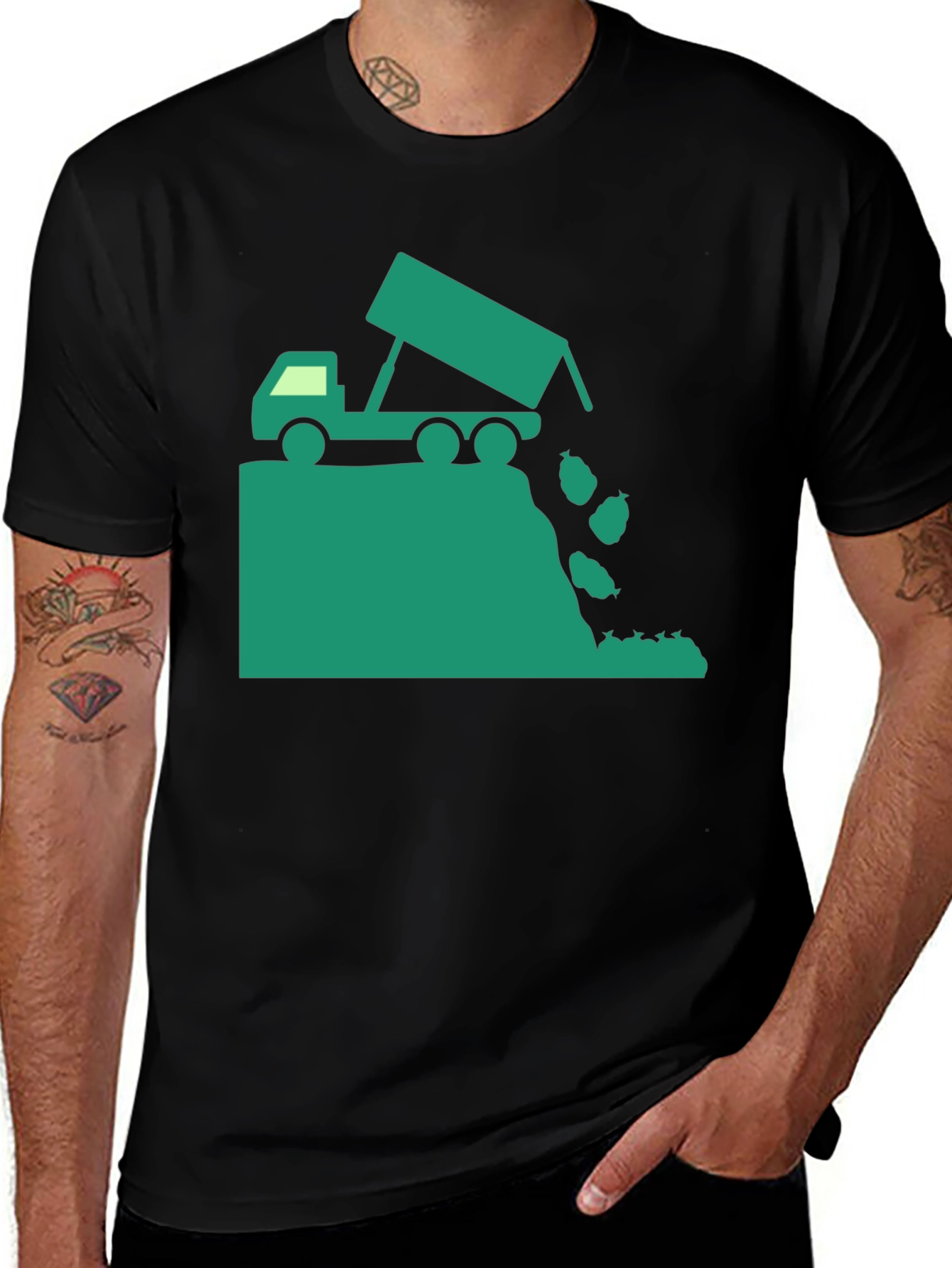 Variant 25 of Dump Truck Graphic Tee - Black Short Sleeve