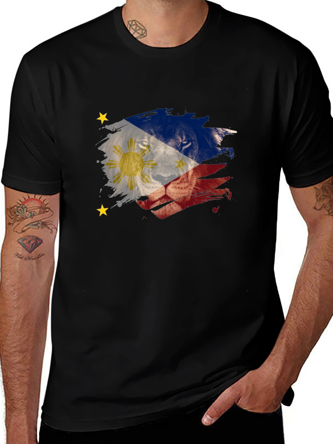 Variant 30 of Lion Flag Graphic Tee - Men's Black T-Shirt