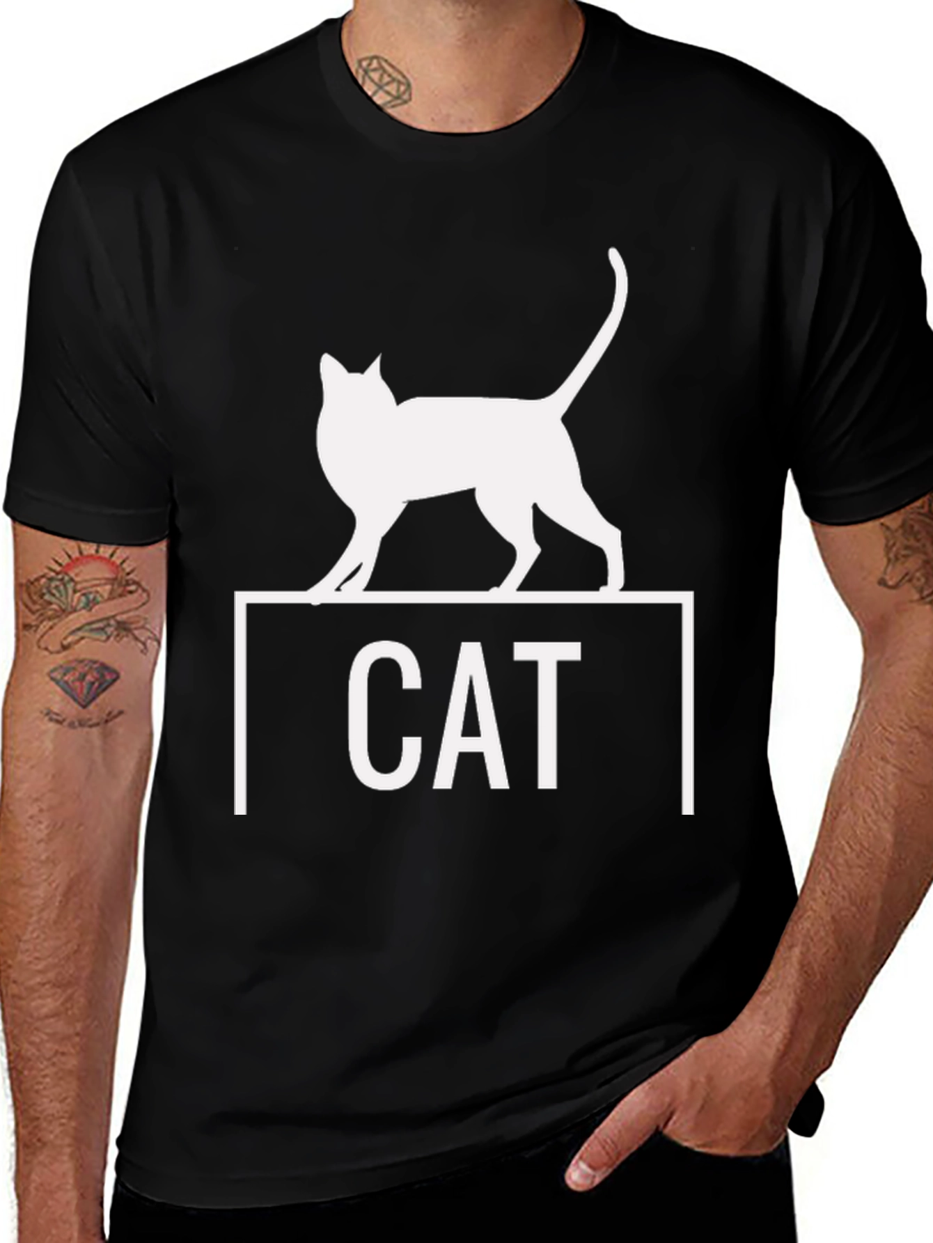 Variant 22 of Cool Cat Graphic Tee - Black Cotton T-Shirt