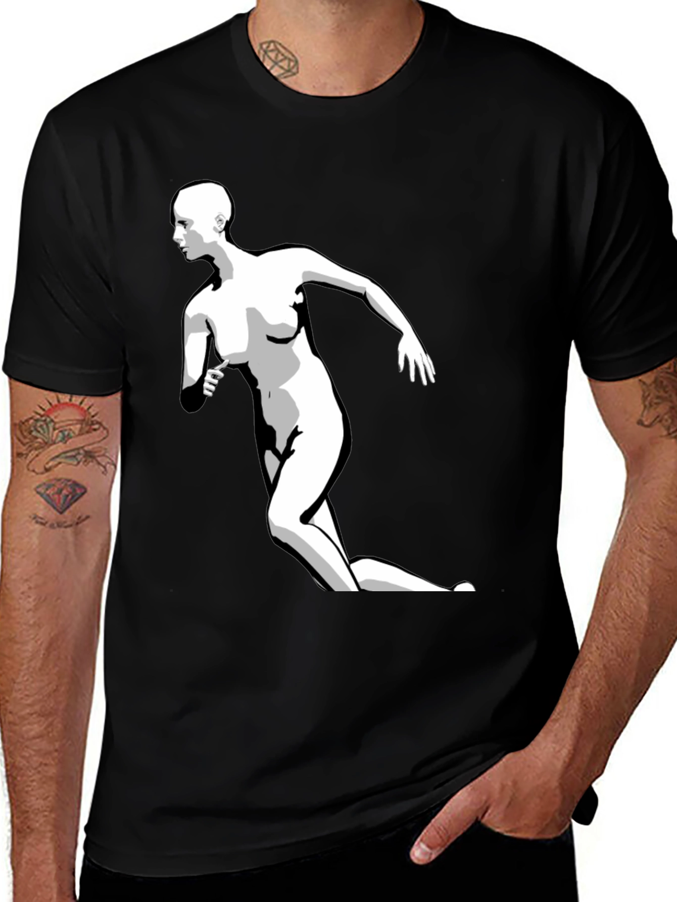 Variant 13 of Black Graphic Tee - Running Figure Print