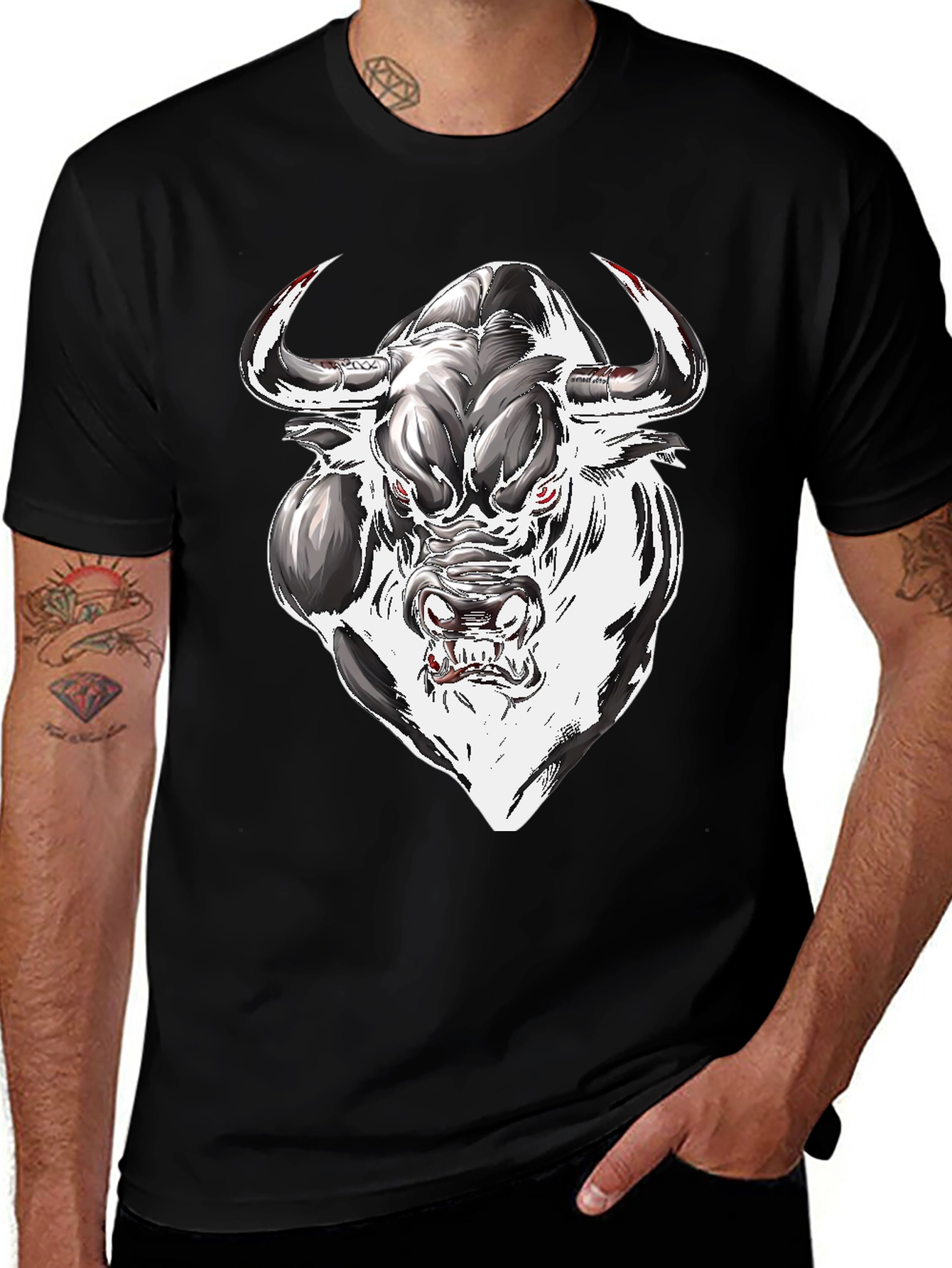 Variant 21 of Men's Graphic Tee - Bull Design