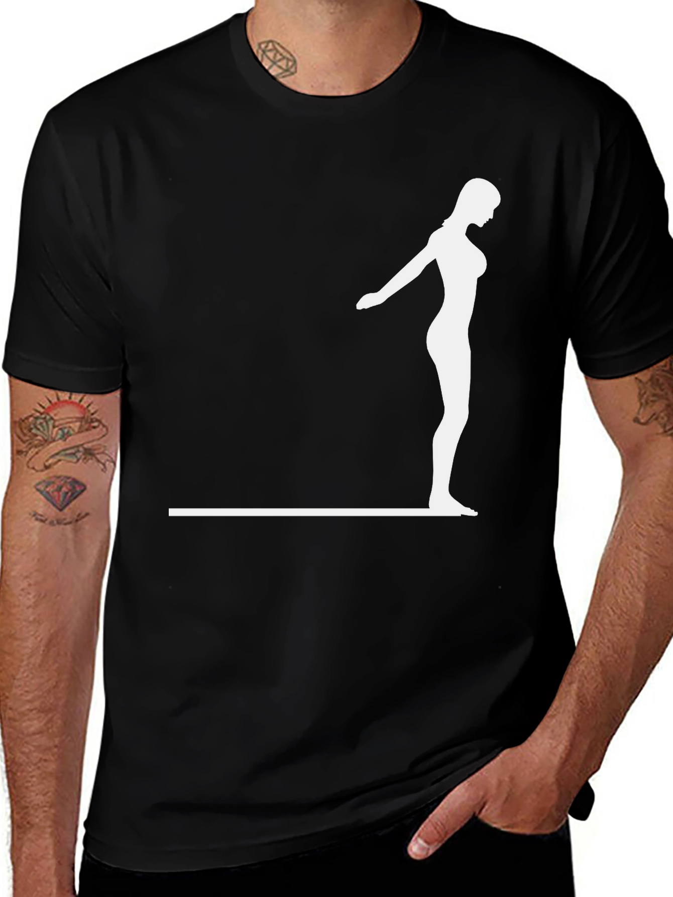 Variant 13 of Woman on Diving Board Graphic Tee - Black