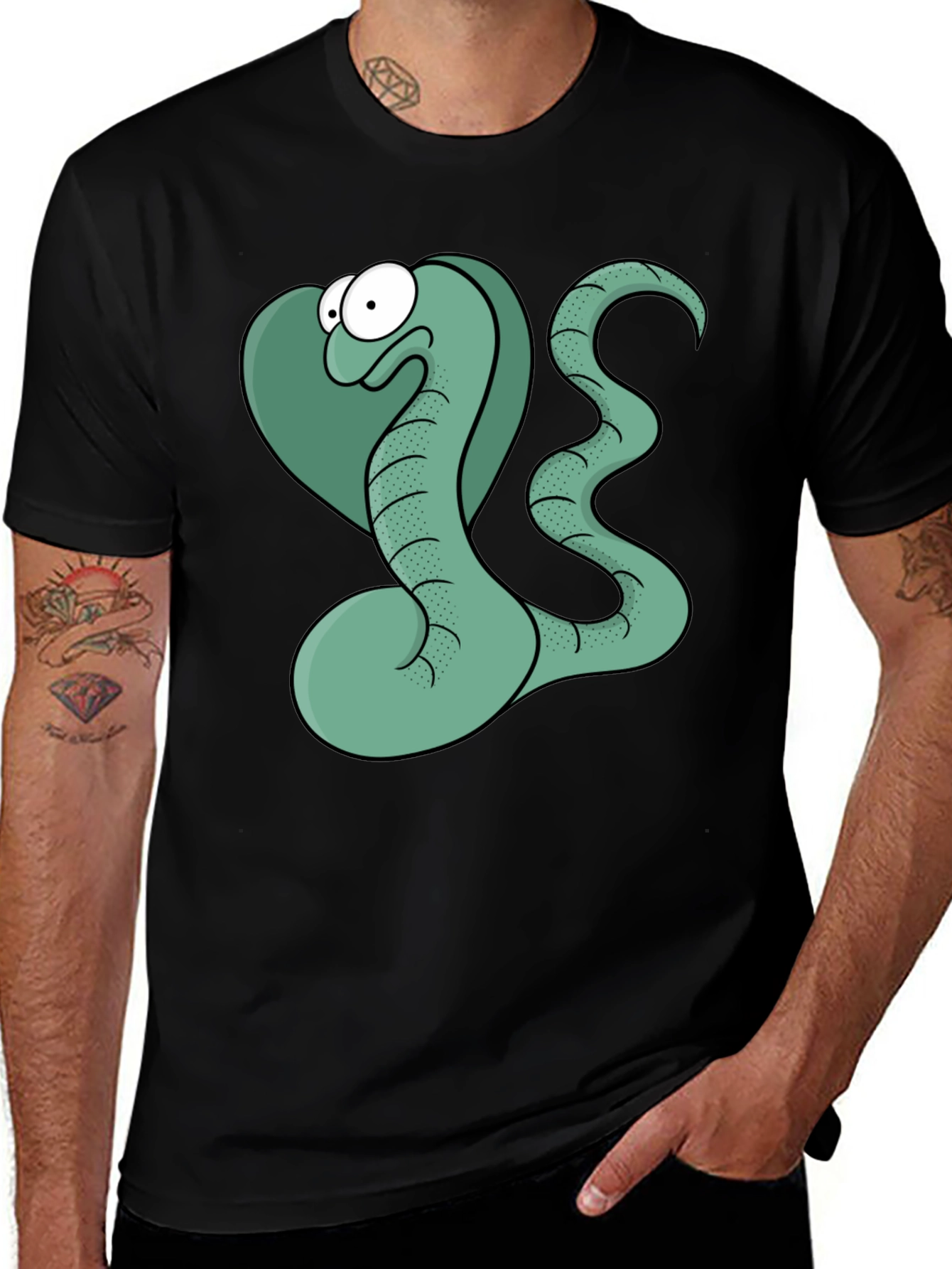 Cartoon Snake Graphic T-Shirt - Funny Men's Tee