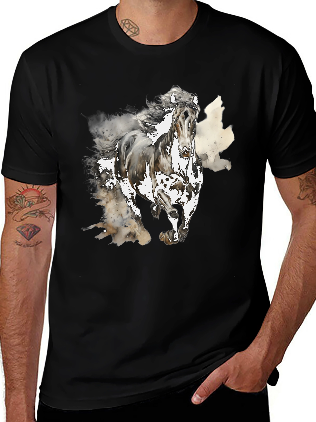 Variant 9 of Horse Graphic Tee - Men's Black T-Shirt