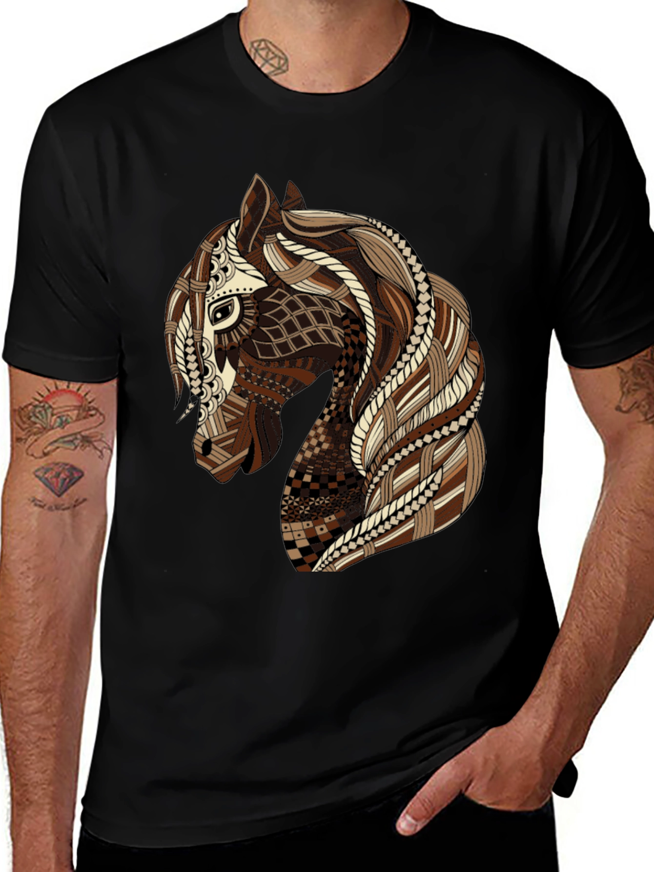 Variant 30 of Horse Graphic Black T-Shirt