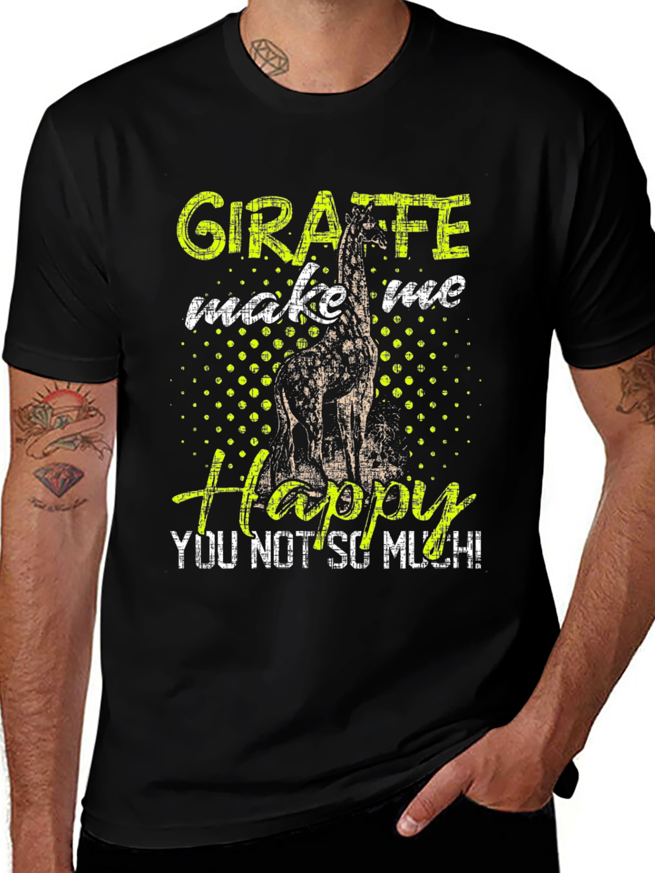 Variant 3 of Giraffe Happy T-Shirt Funny Animal Tee Men's
