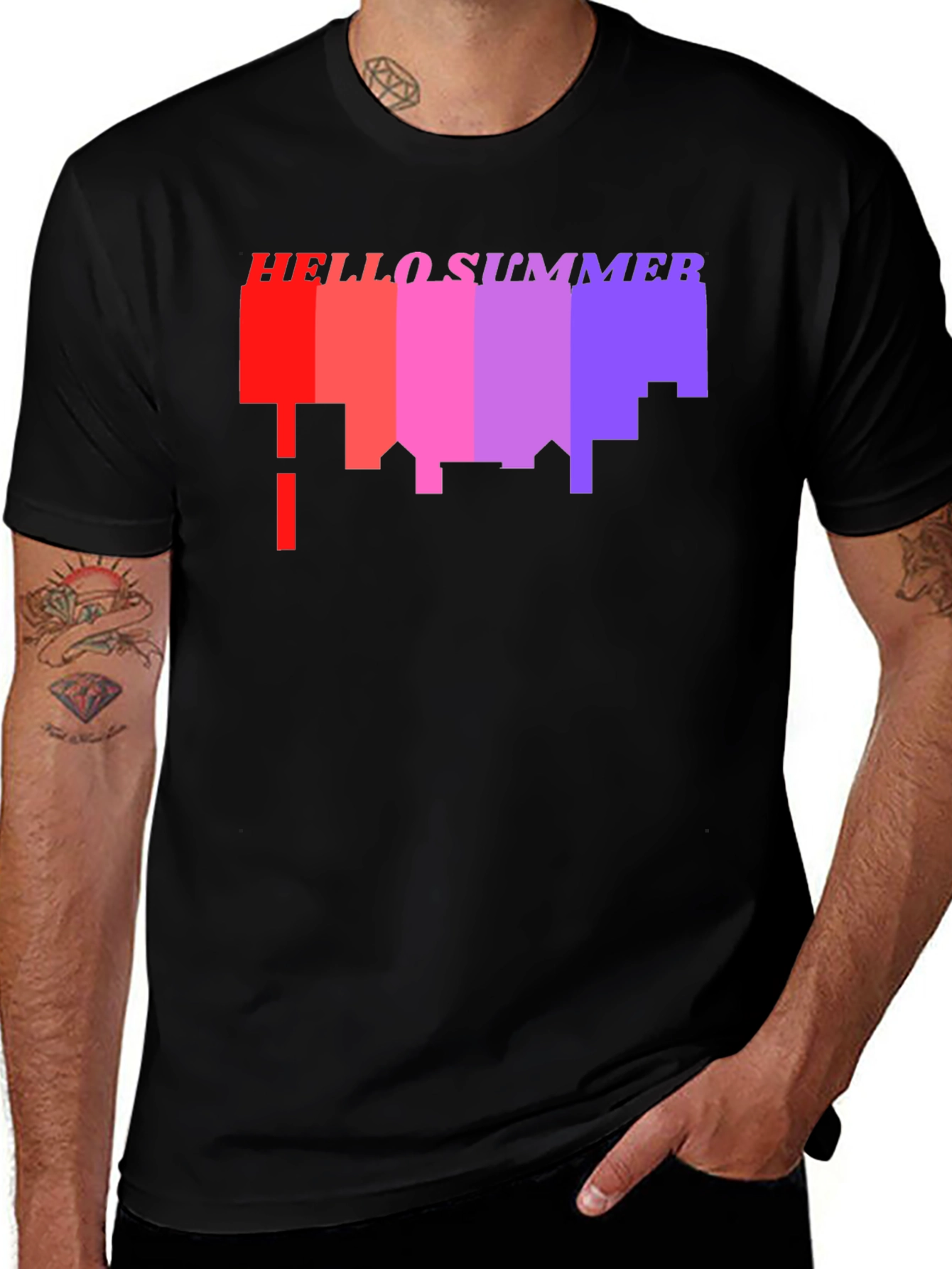 Hello Summer Cityscape Graphic Tee - Black