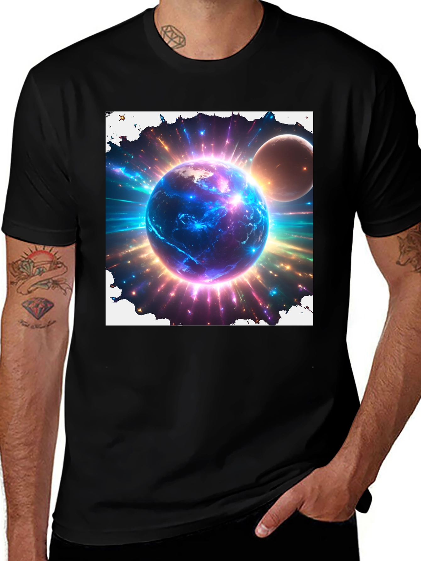 Variant 16 of Cosmic Planet Graphic Tee - Black Cotton Blend