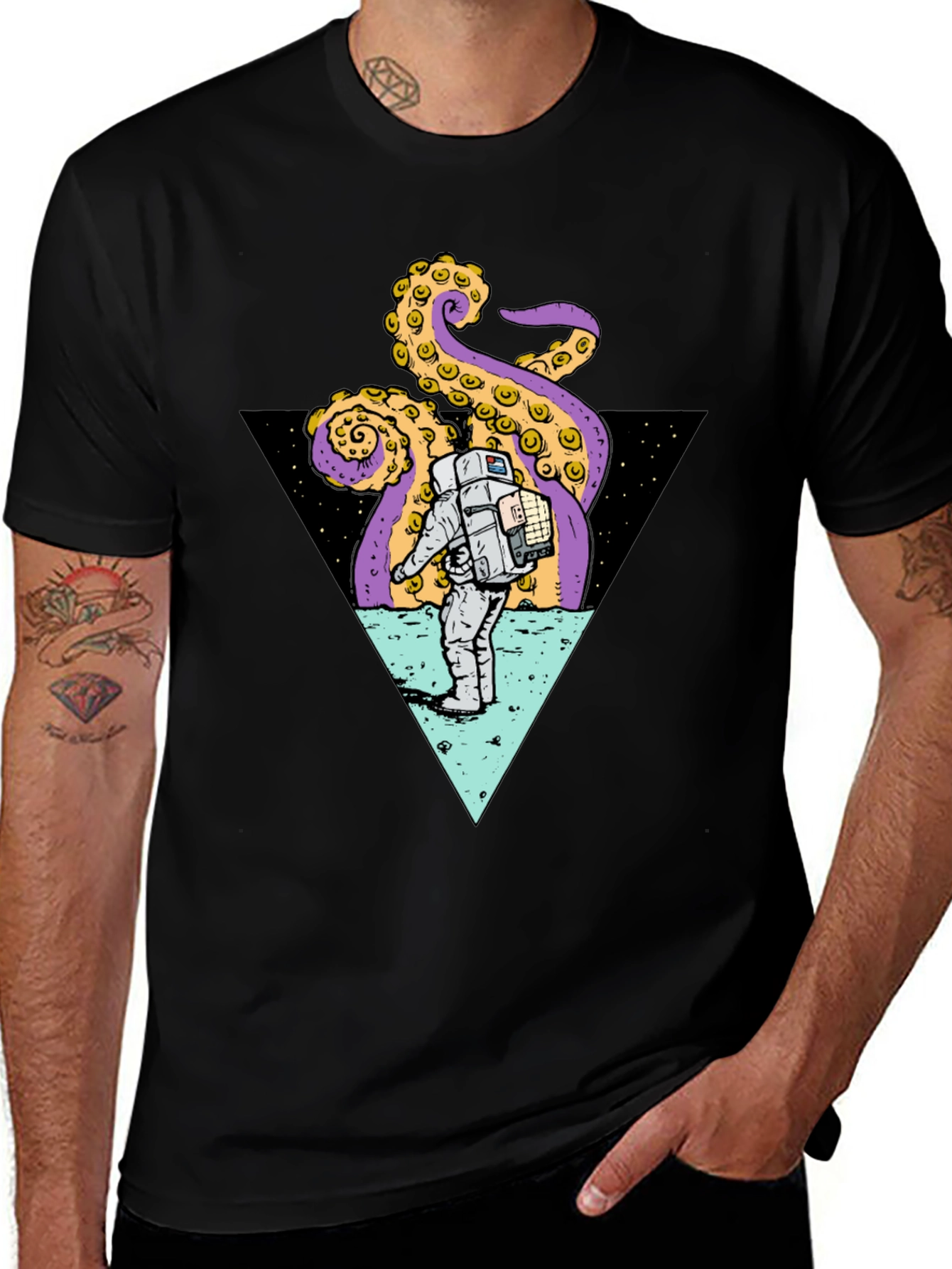 Variant 23 of Astronaut & Octopus Triangle Graphic Tee