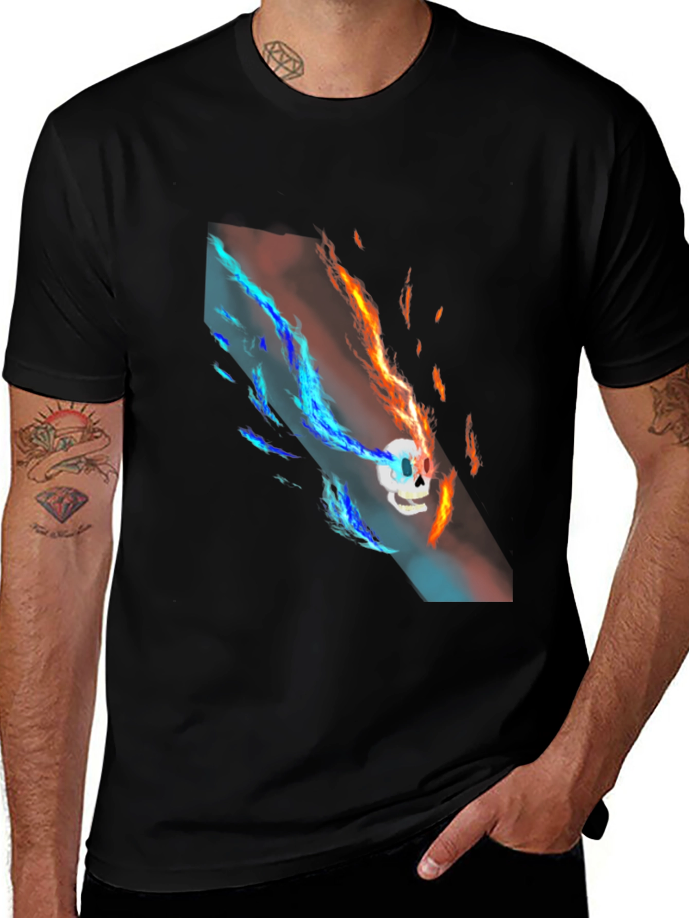 Variant 25 of Fiery Skull Graphic T-Shirt - Bold & Edgy