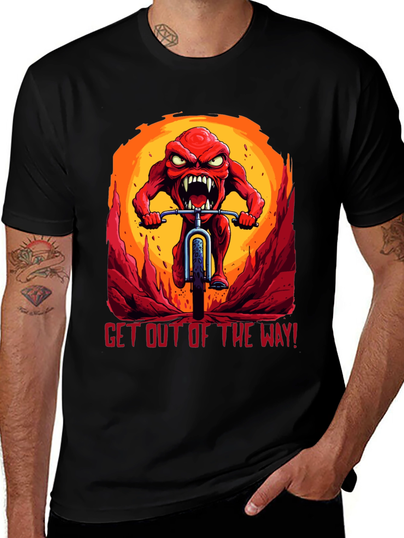 Variant 22 of Monster Biker Graphic Tee - Get Out Of The Way!