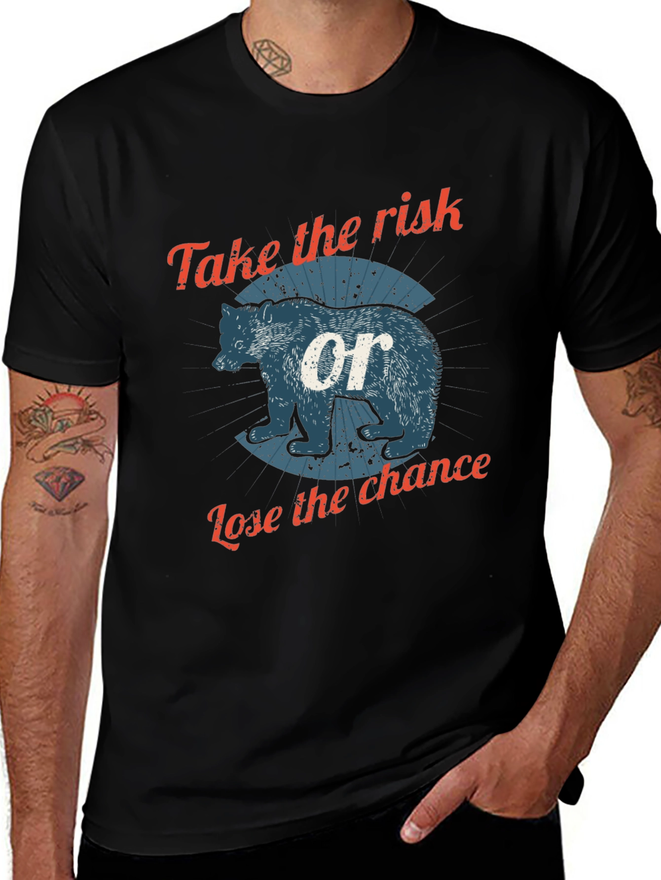 Variant 8 of Risk & Chance Bear Graphic Tee - Black