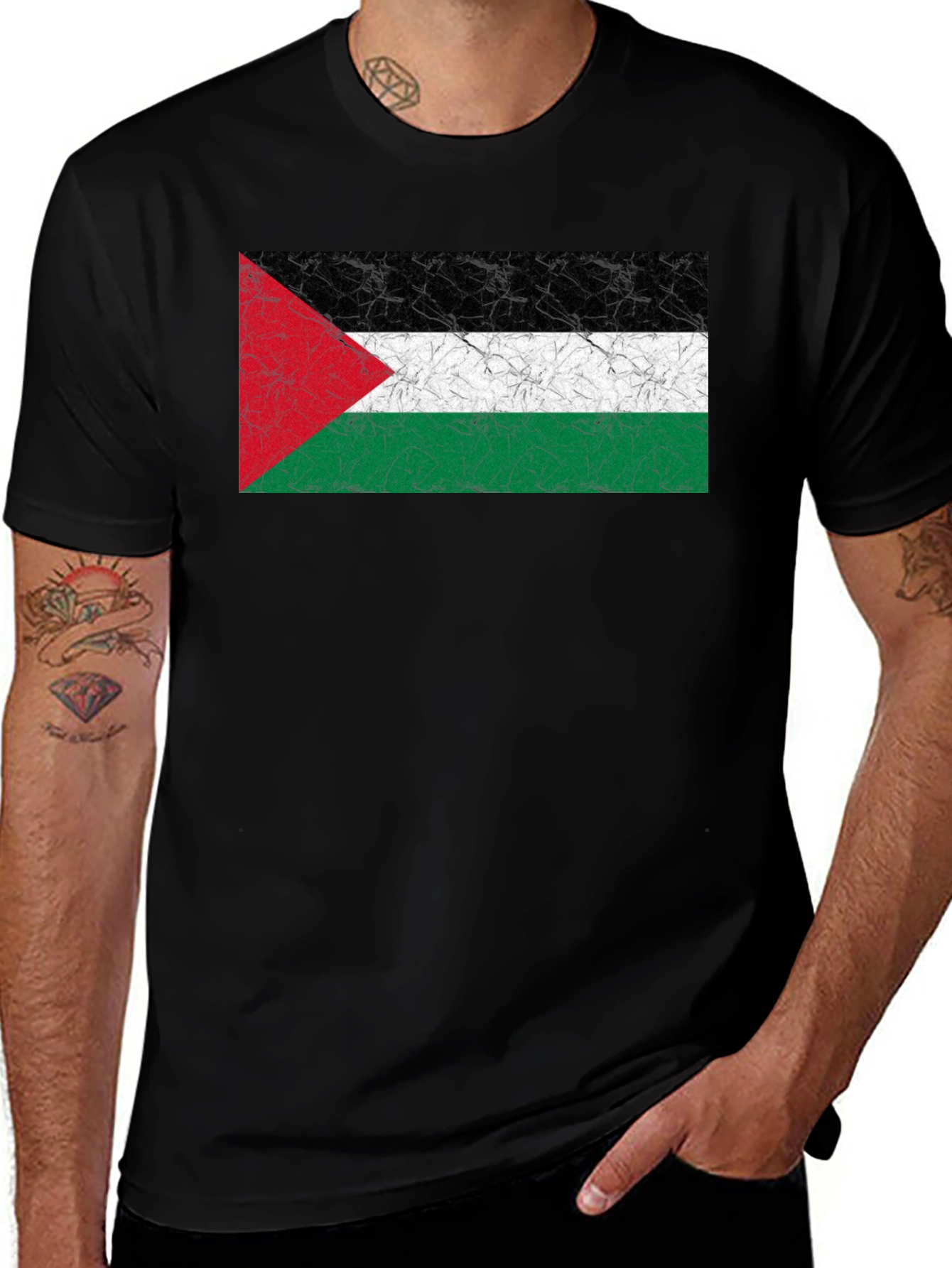 Variant 11 of Palestine Flag T-Shirt - Black - Soft Cotton Blend