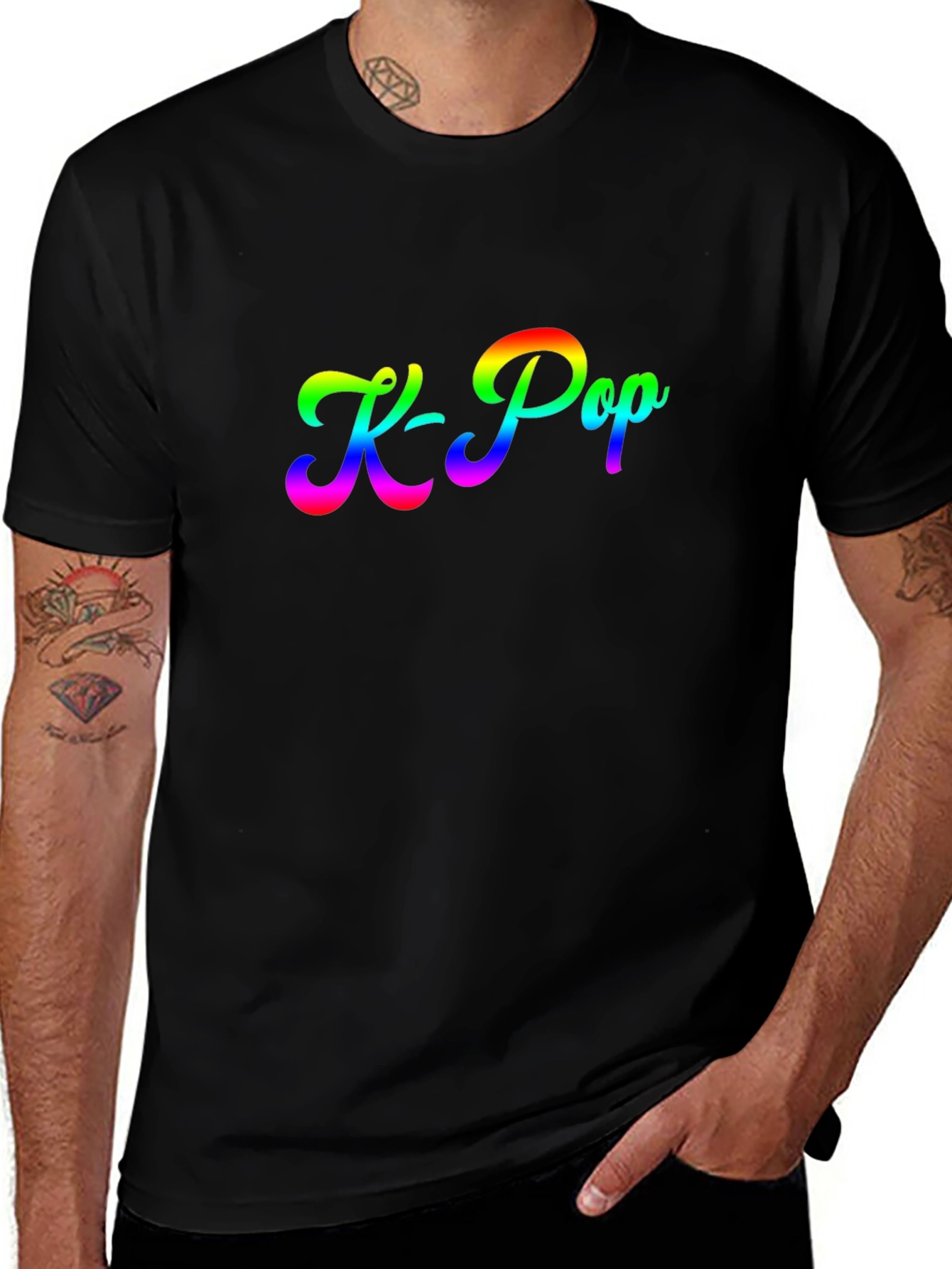 Rainbow K-Pop T-Shirt - Vibrant Korean Pop Music Tee