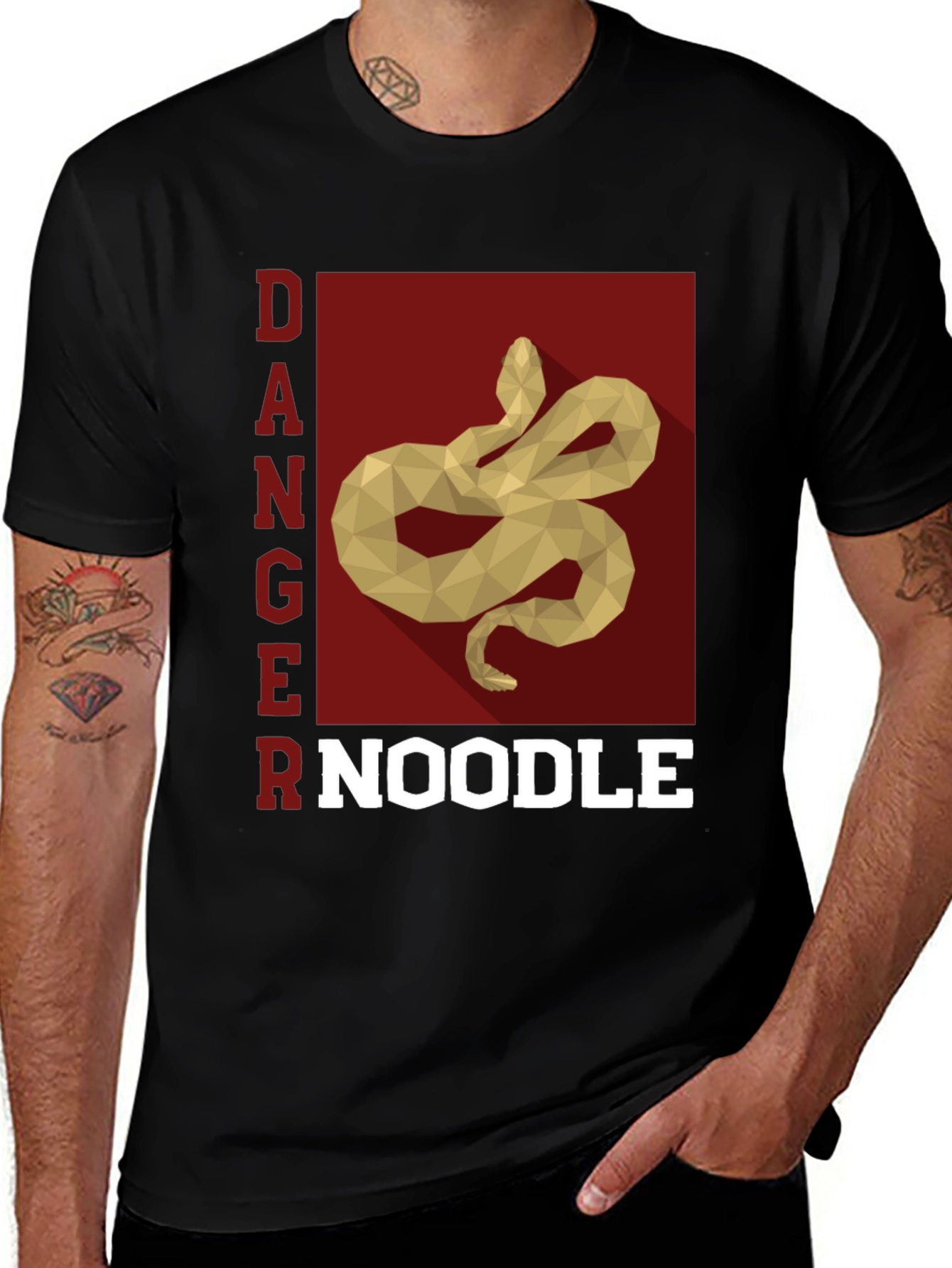 Black Danger Noodle Snake Graphic T-Shirt main image