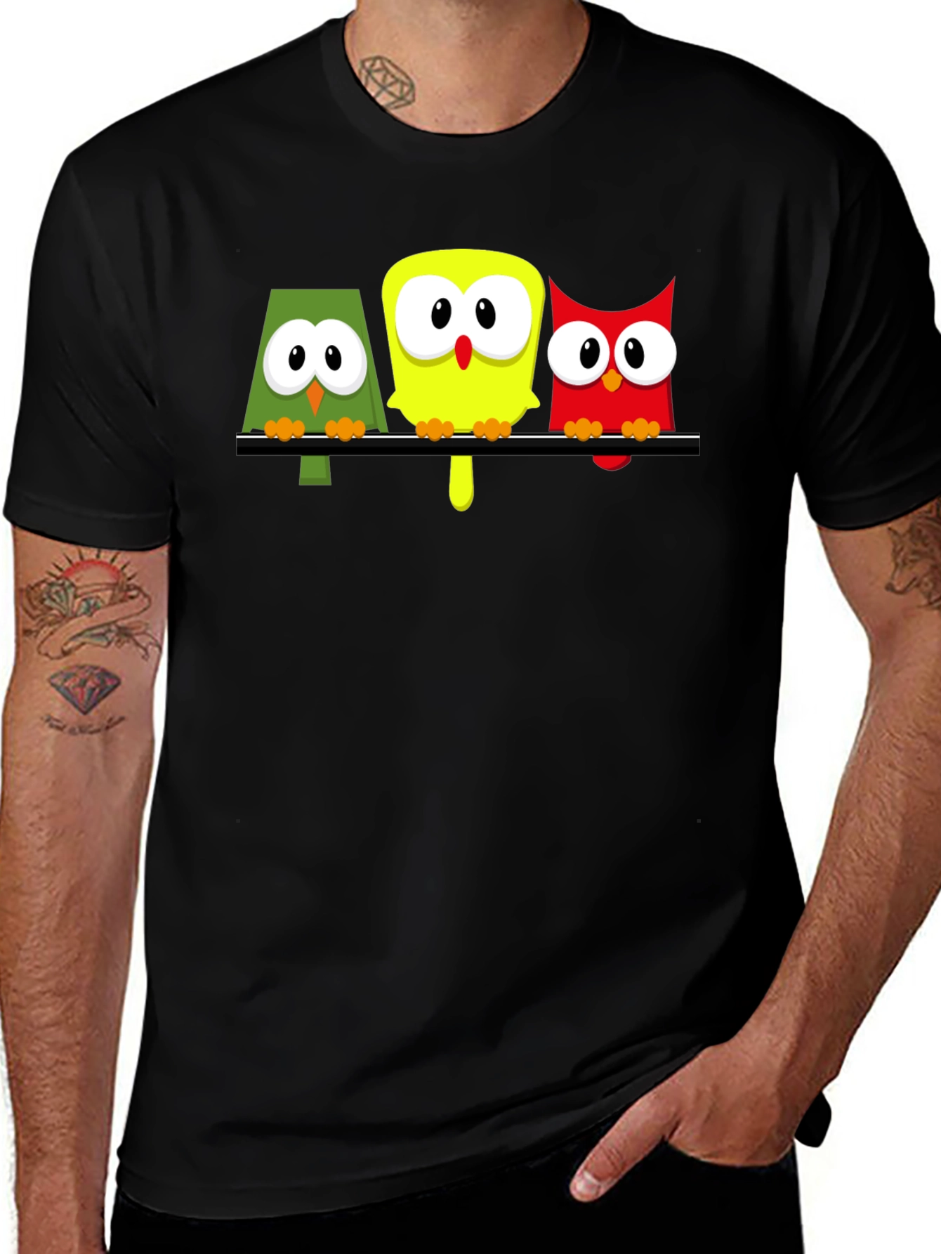 Variant 21 of Cartoon Owl T-Shirt: Cute Colorful Bird Design