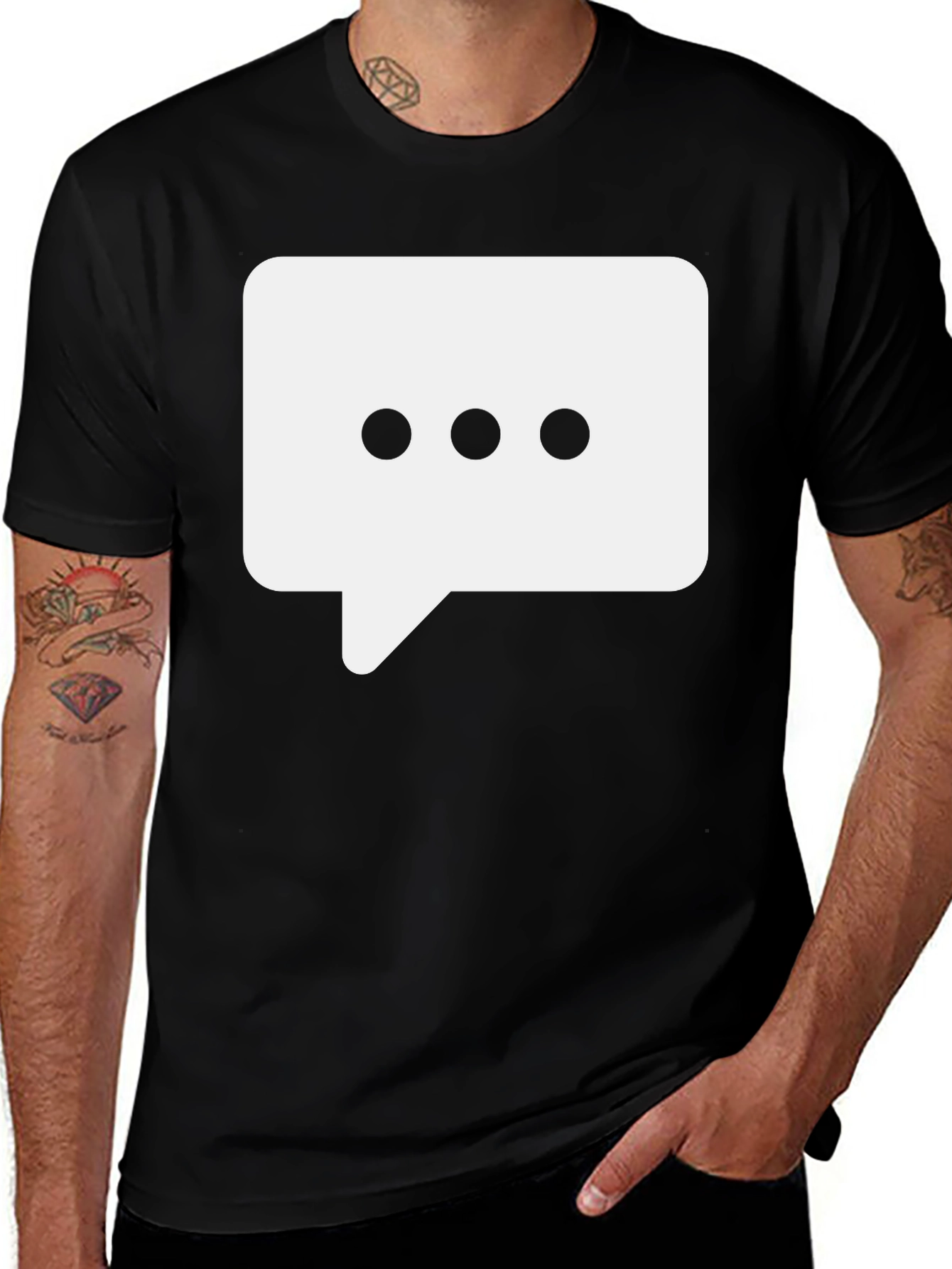 Variant 3 of Black T-Shirt with Chat Bubble Design