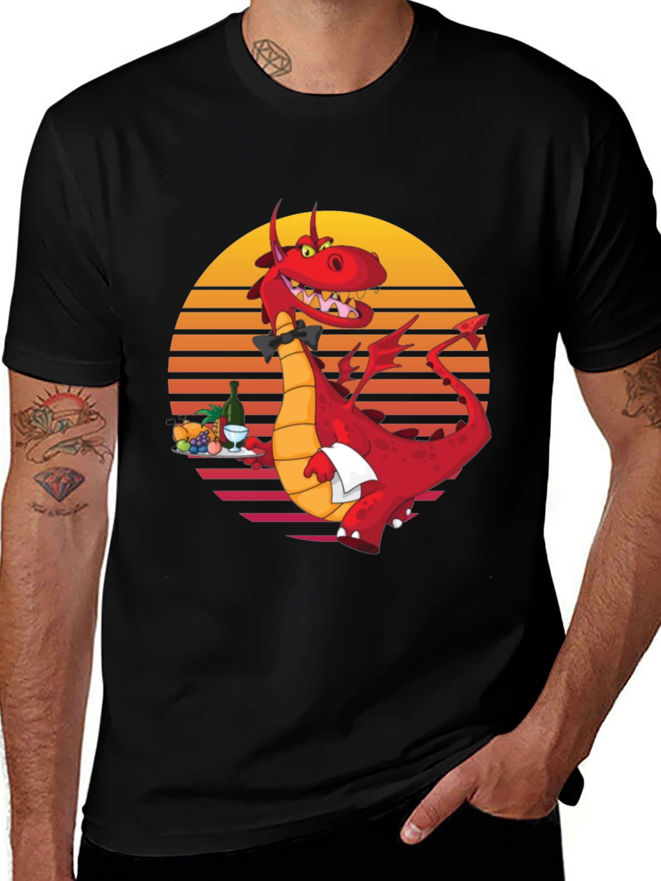 Variant 2 of Dragon Waiter Graphic T-Shirt - Unique Design