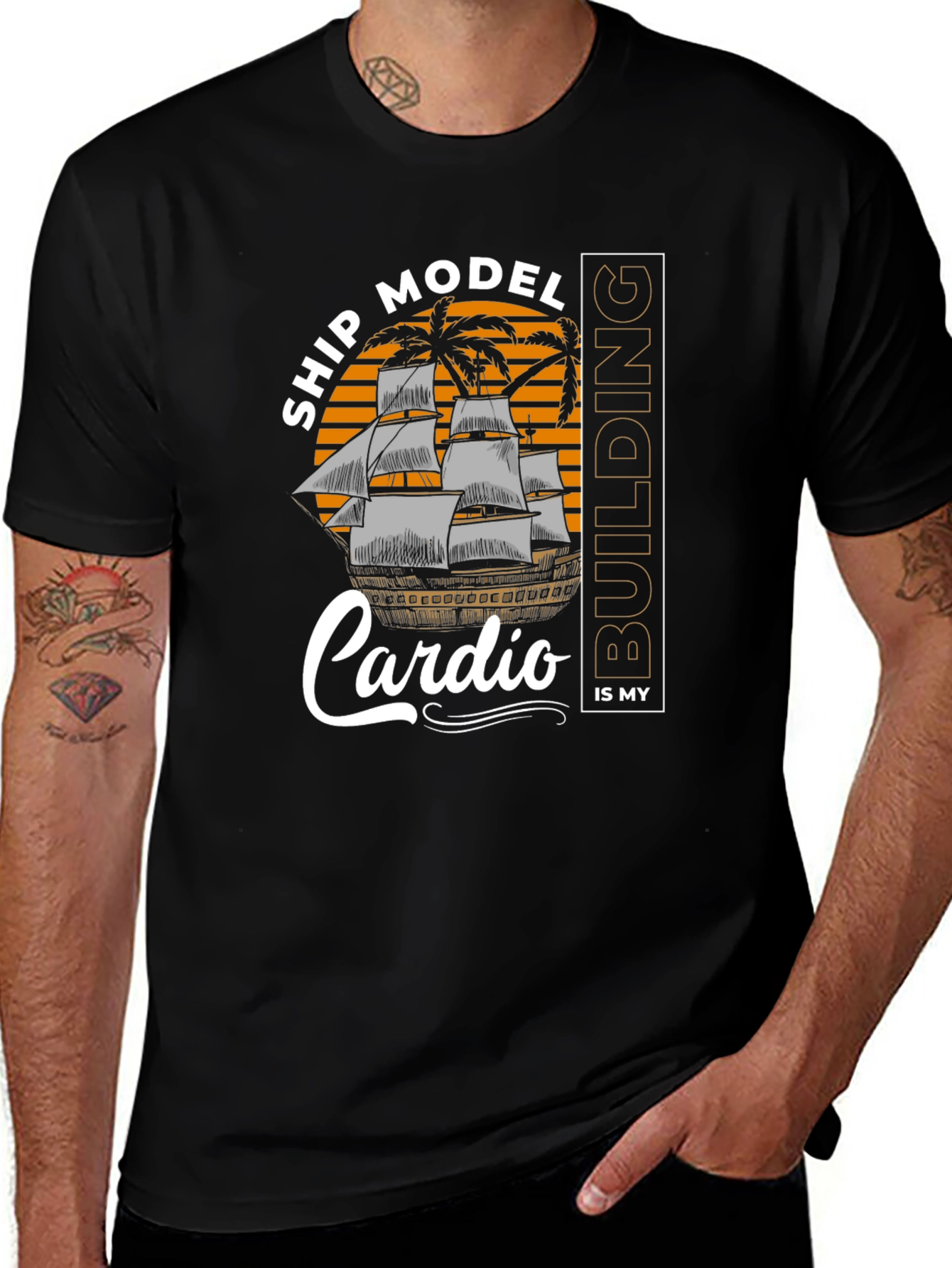 Variant 3 of Ship Model Building Cardio T-Shirt