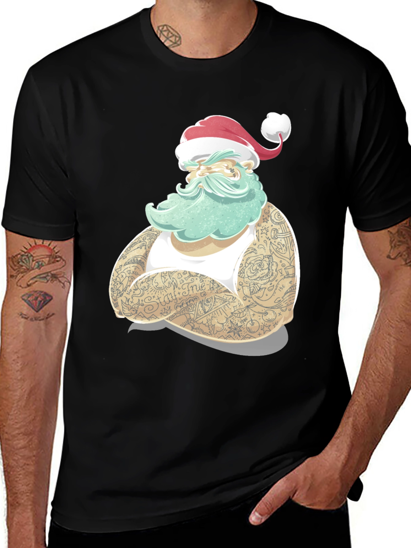 Tattooed Santa Claus Graphic T-Shirt