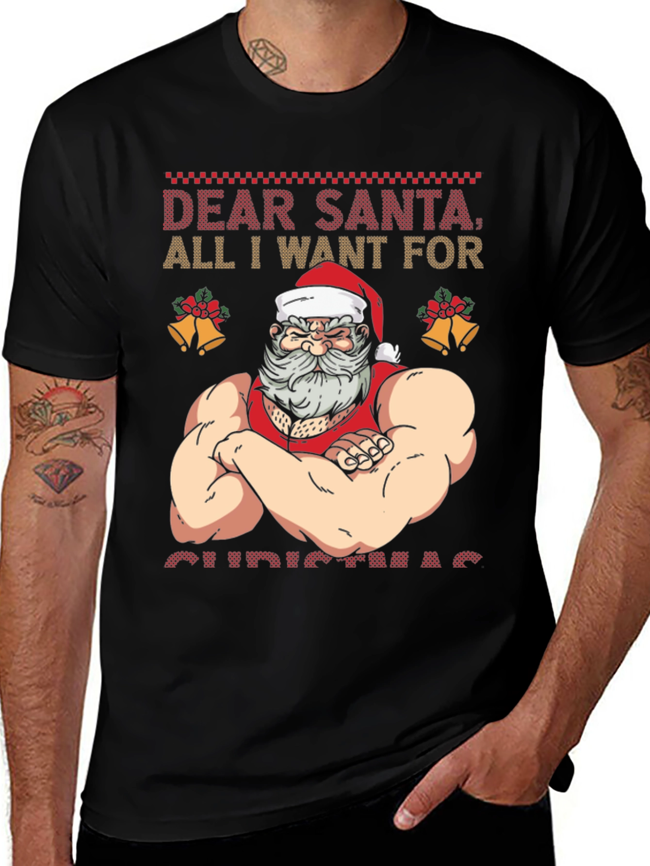 Funny Muscular Santa Christmas T-Shirt