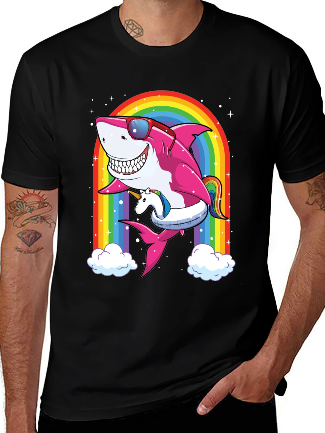 Variant 27 of Shark Unicorn Rainbow T-Shirt