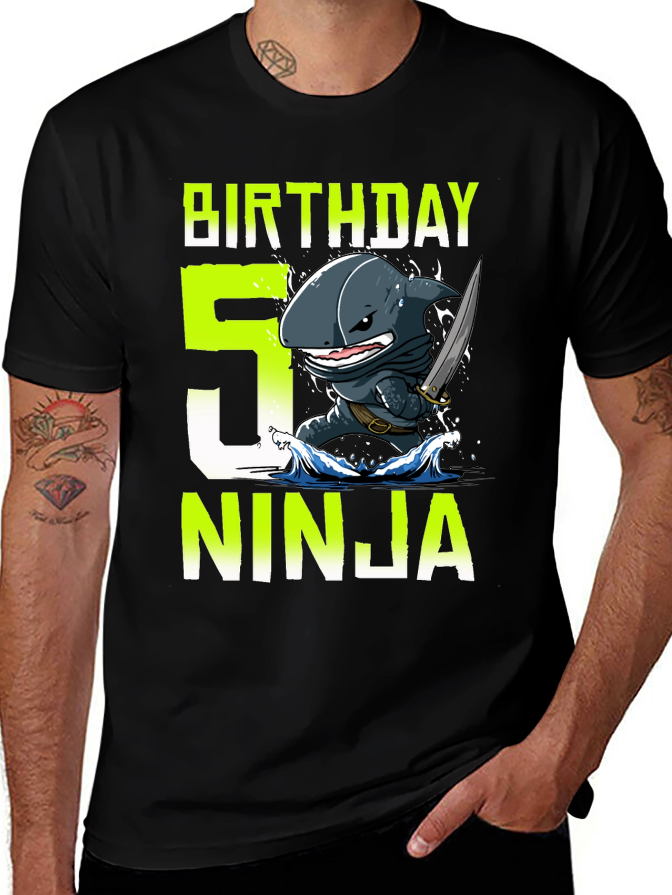Variant 16 of Birthday Ninja Shark T-Shirt - Size 5