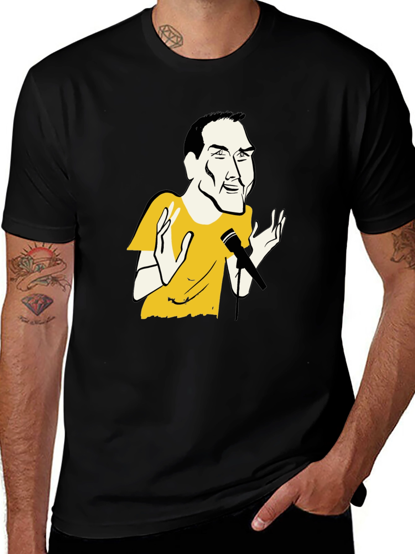 Variant 2 of Black T-Shirt with Comedian Graphic