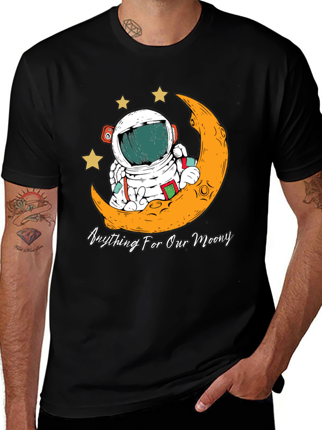 Variant 25 of Astronaut on the Moon Graphic Tee - Anything For Our Moony