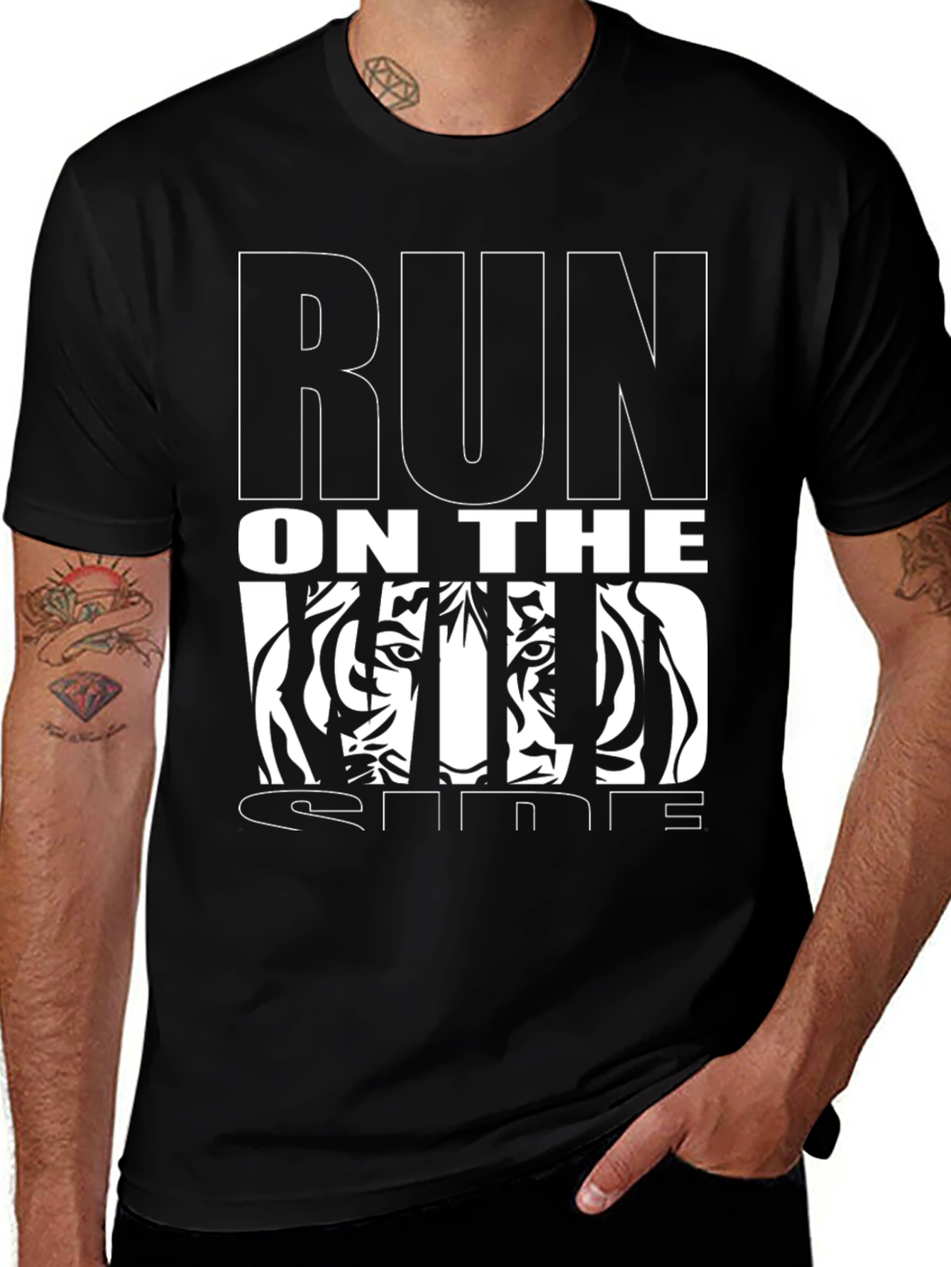 Variant 11 of Run On The Wild Side Graphic Tee - Black
