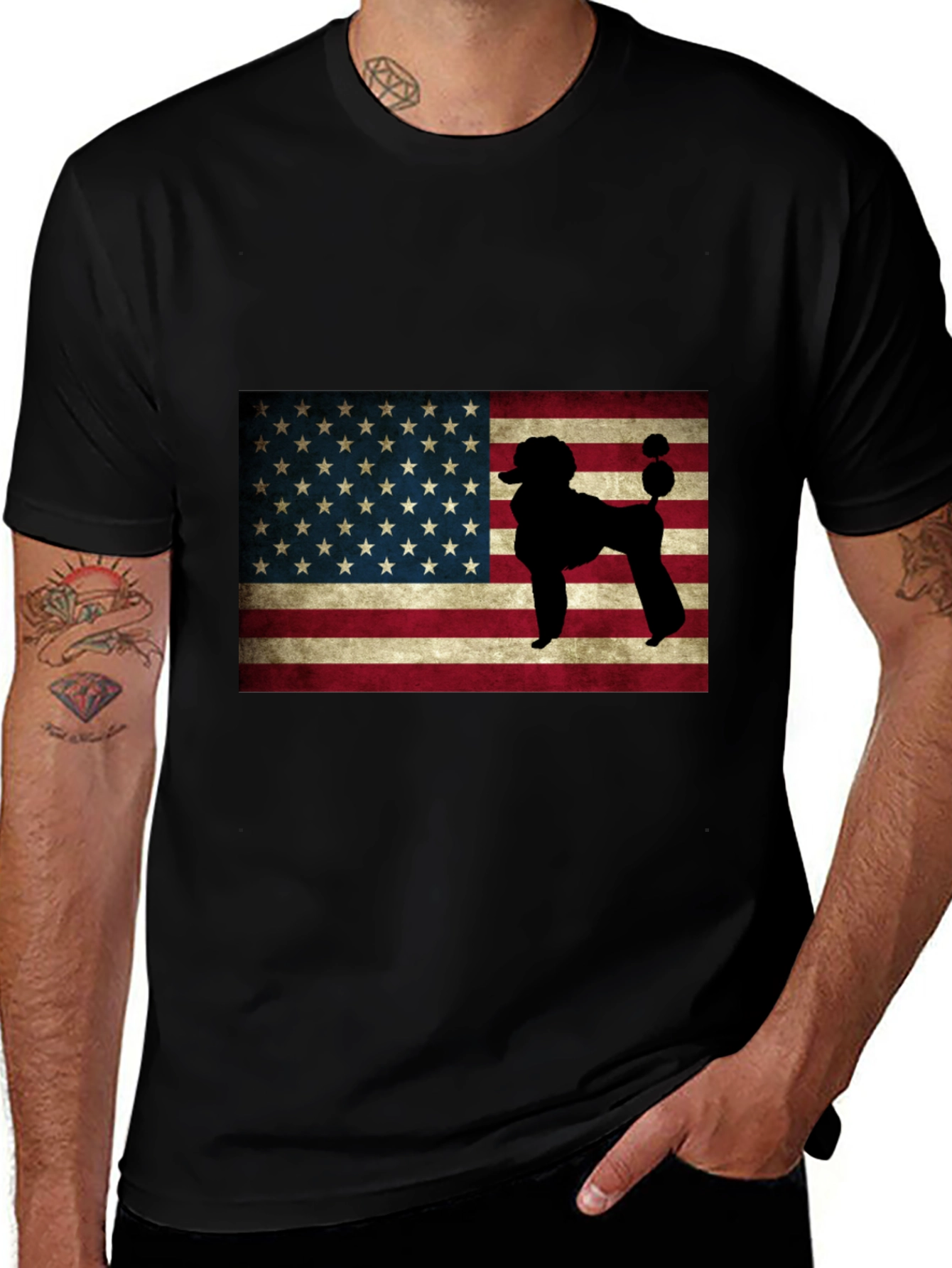 Variant 15 of American Flag Poodle Graphic Tee
