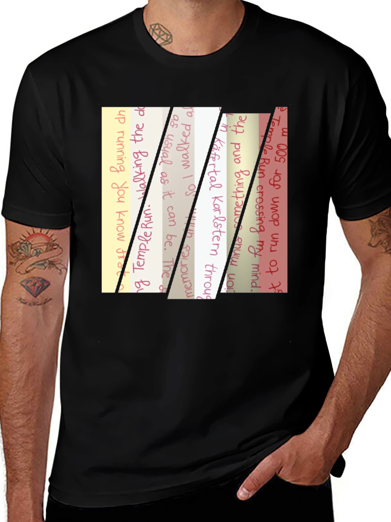 Text Stripe Print T-Shirt