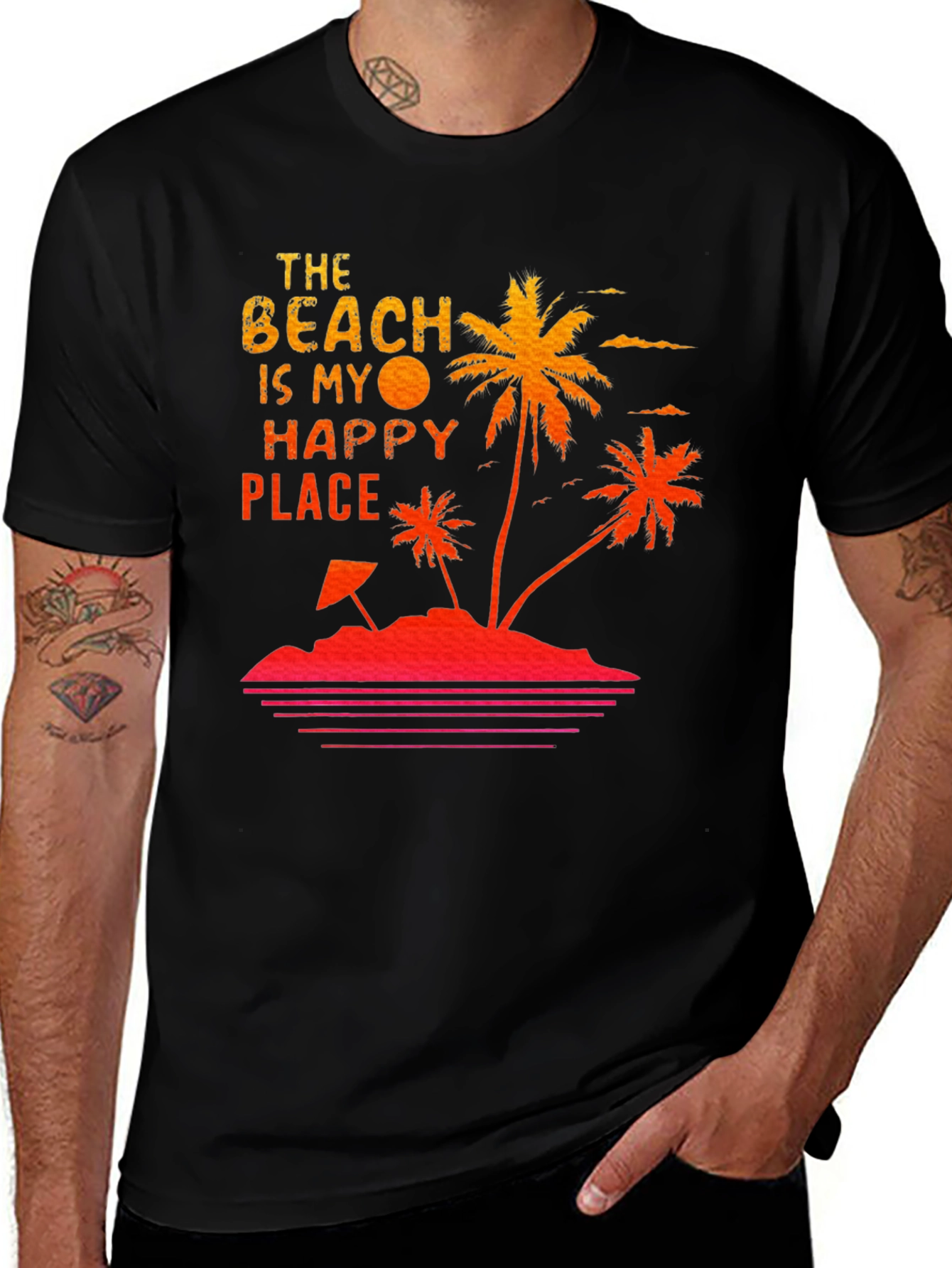 Variant 20 of Beach Happy Place T-Shirt, Summer Vacation Tee
