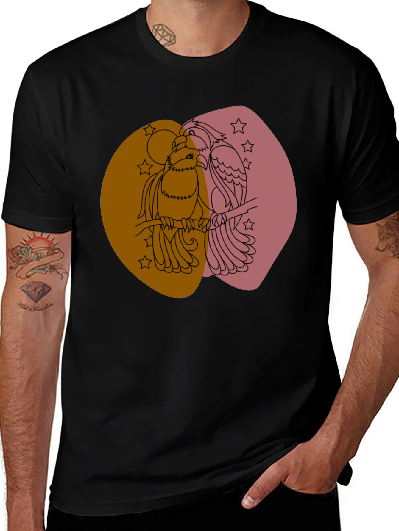 Variant 6 of Boho Bird Couple Graphic Tee - Unique Design
