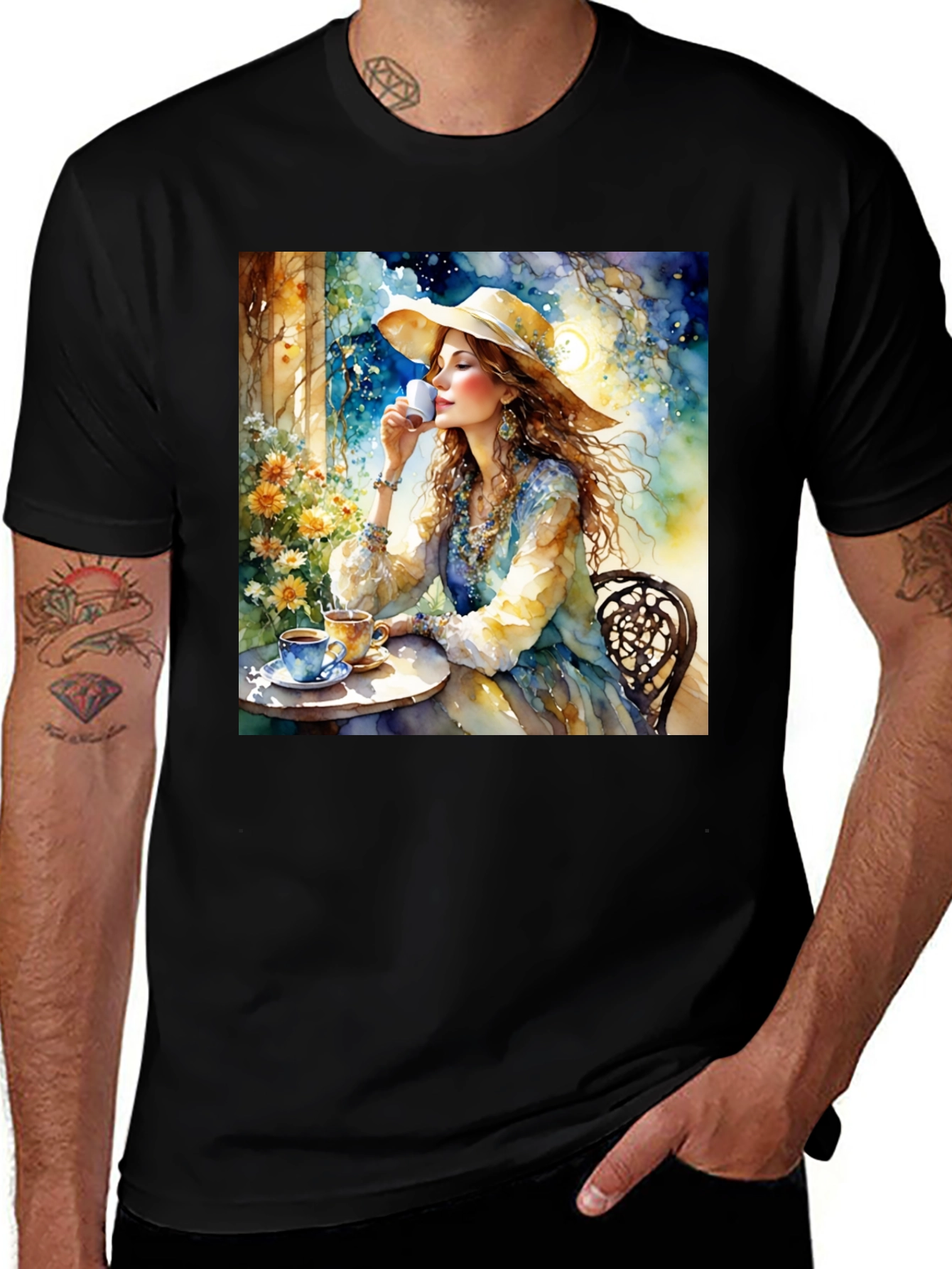 Variant 15 of Watercolor Woman Coffee T-Shirt