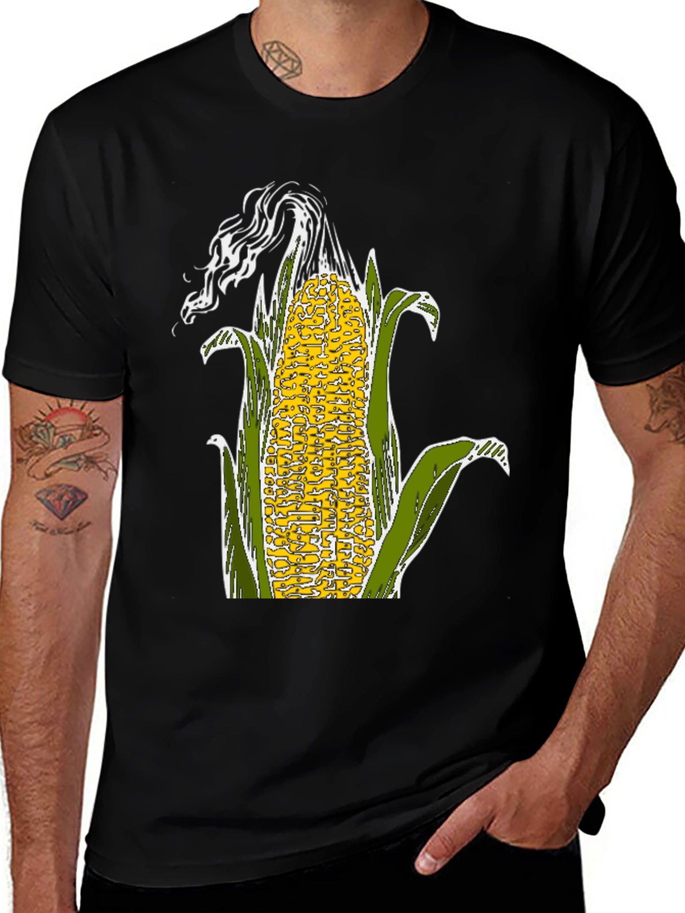 Variant 21 of Corn on the Cob Graphic T-Shirt - Black