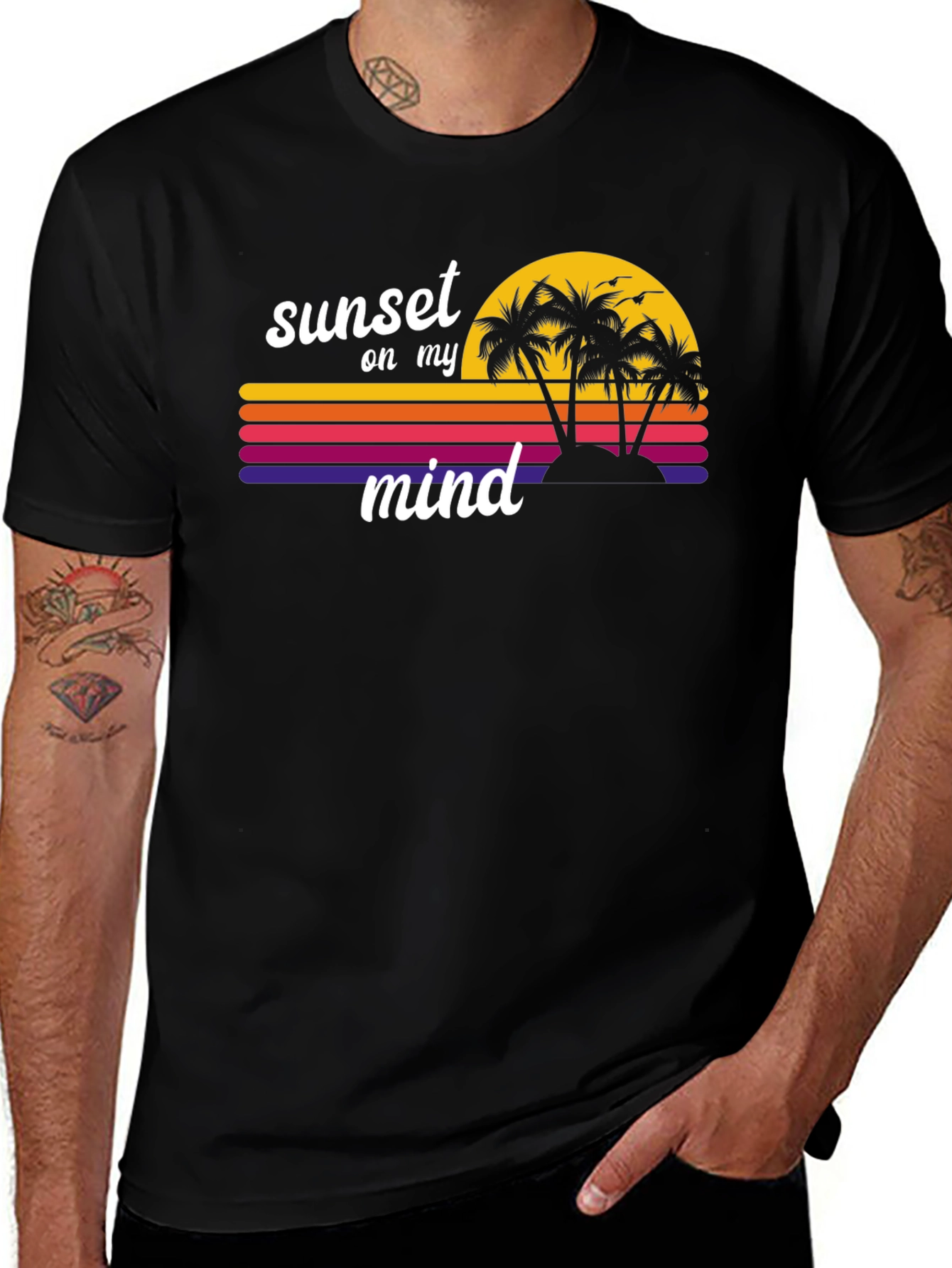 Variant 20 of Sunset on My Mind Tee - Retro Beach Vibes