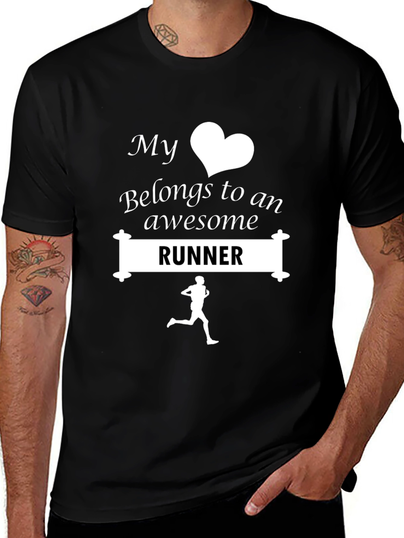 Variant 29 of My Heart Belongs to a Runner T-Shirt - Black